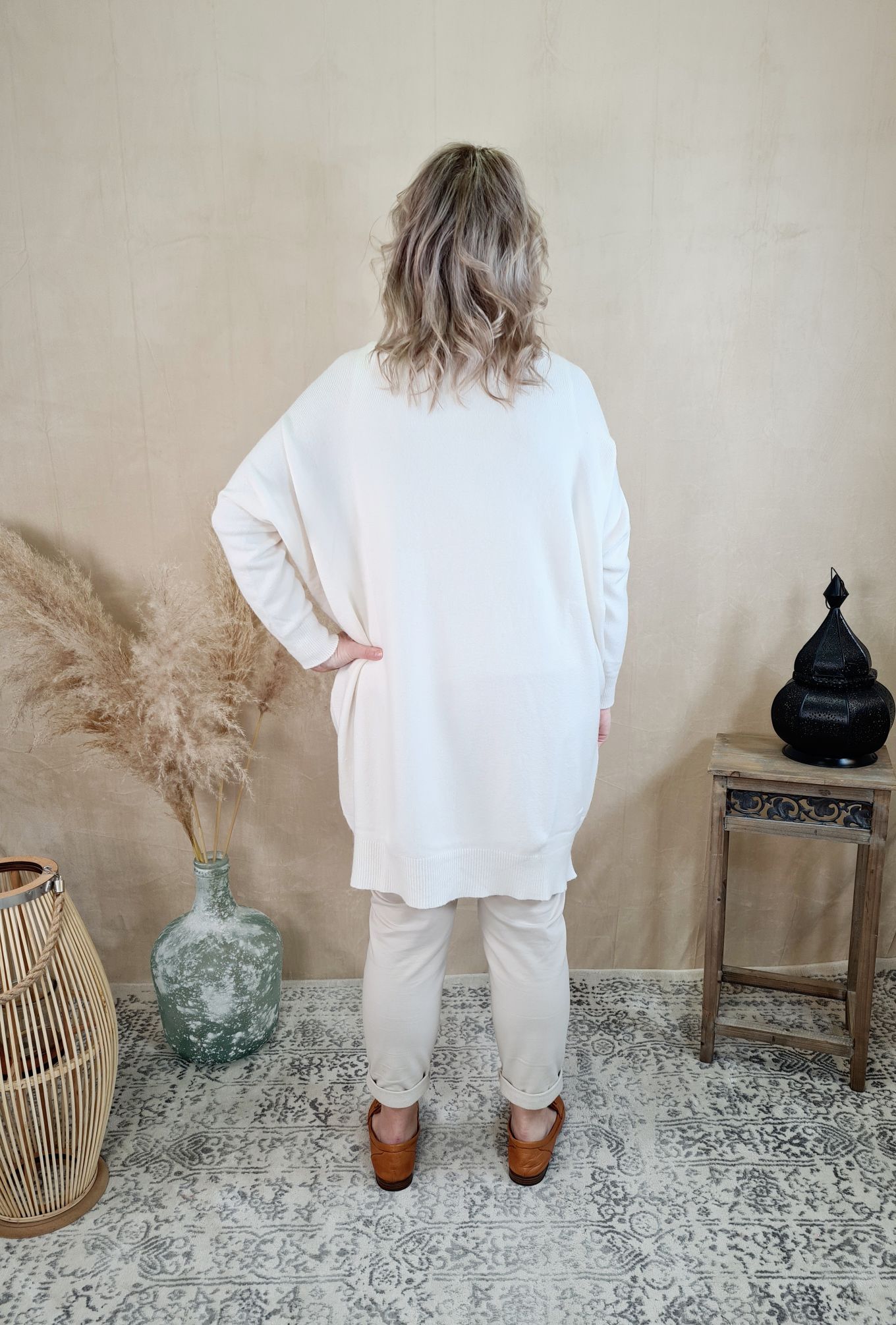 LIGHT KNIT DRESS EMILIA CREME 34-42 Made in Italy Strick Kleid Long Pullover LIGHT KNIT DRESS EMILIA CREME 34-42 Made in Italy Strick Kleid Long Pullover