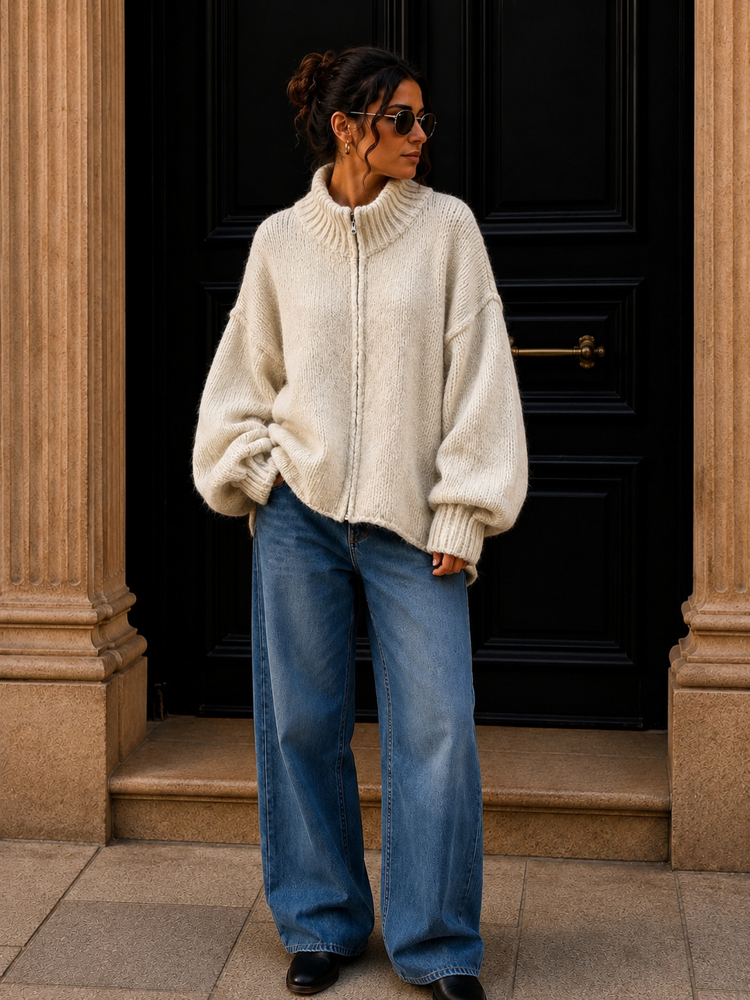 Strickjacke mit Reißverschluss I SJ0043 I Made in Italy 34-46