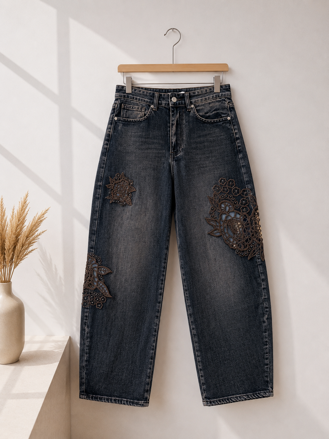 Ballonjeans mit Blumenstickerei SW6067 I J0028 I Made in Italy
