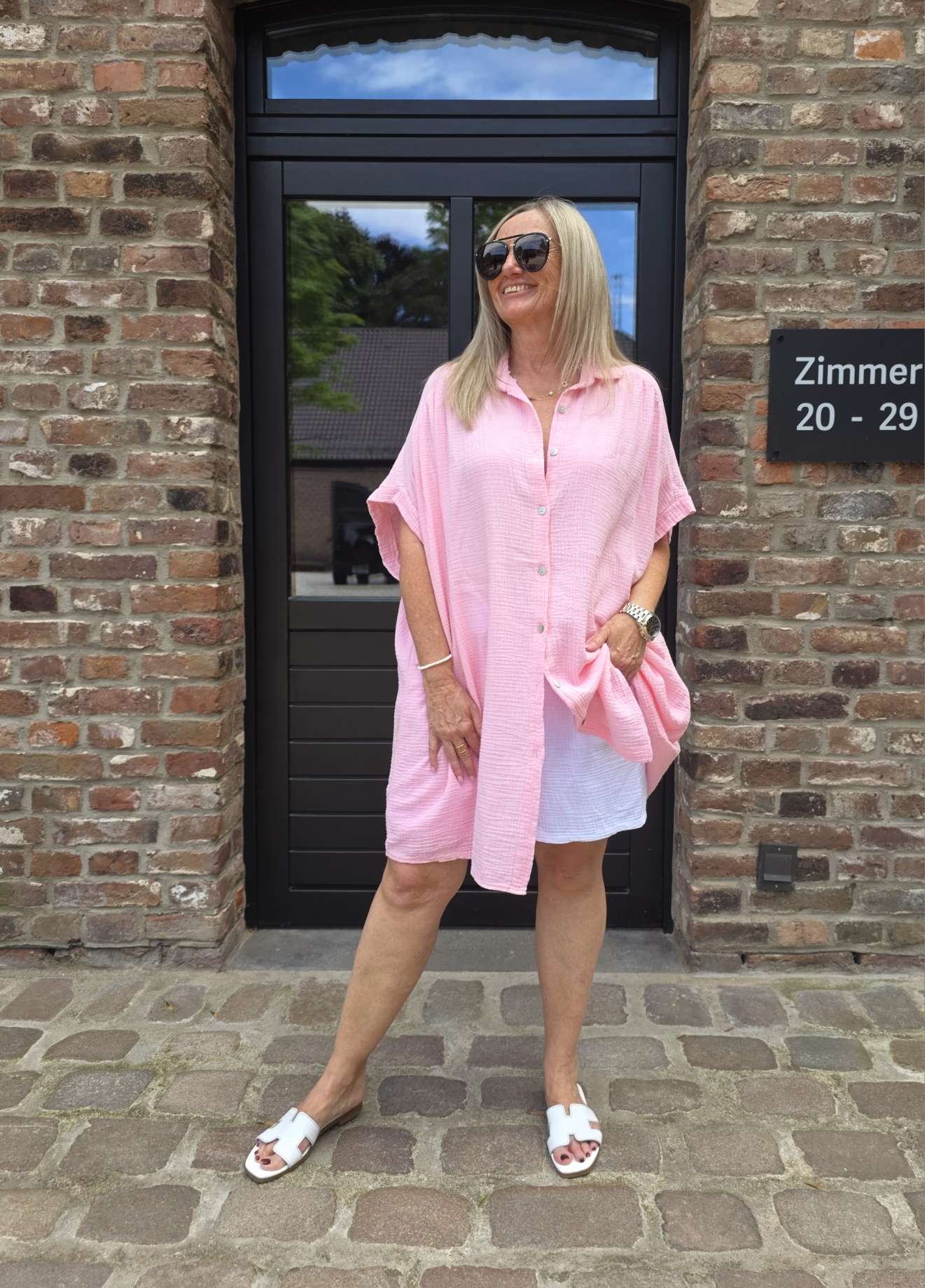 OVERSIZE MUSSELIN BLUSE SA COMA UNI MIDDI Made in Italy 34-46/48