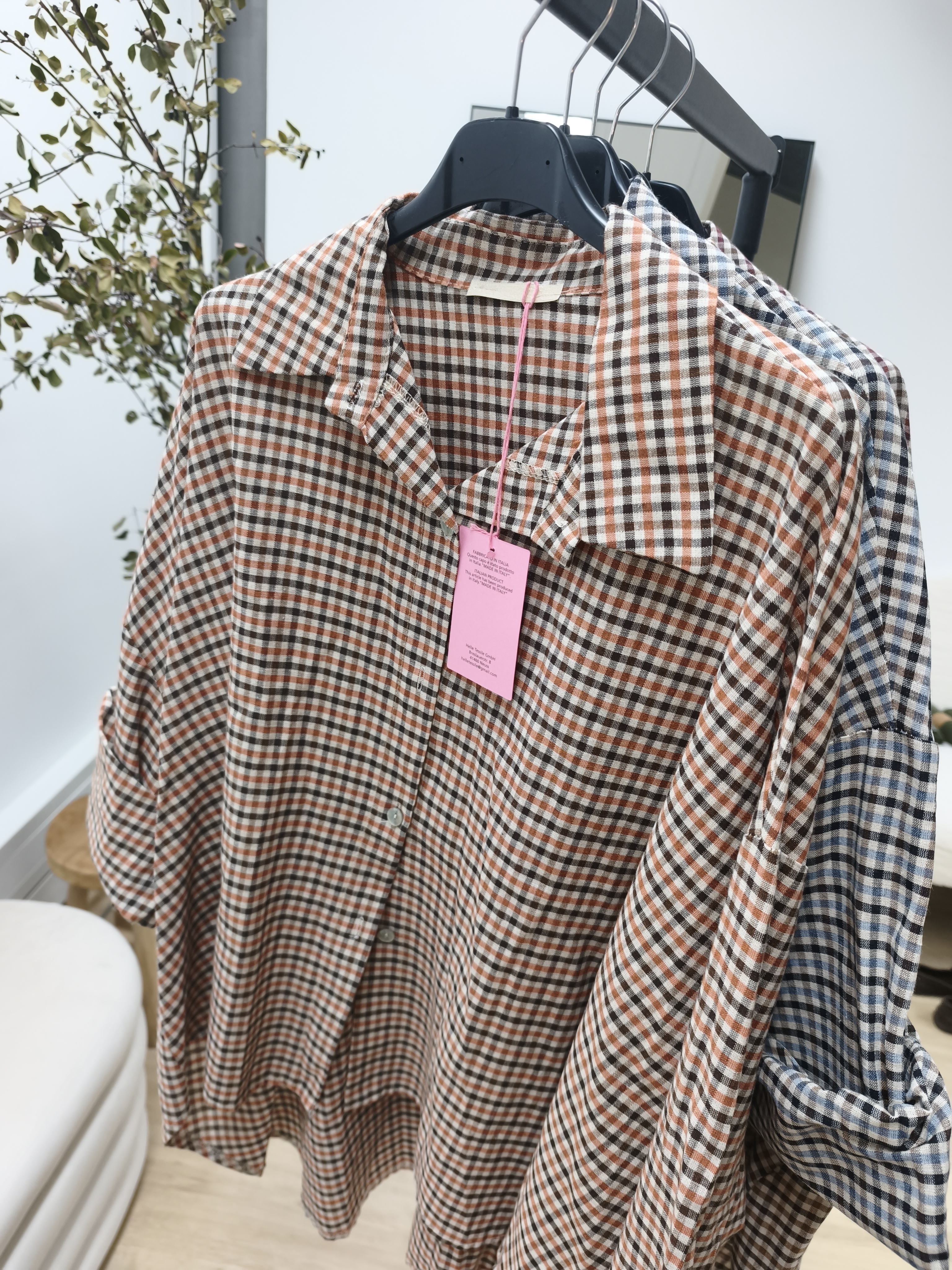 Karo-Bluse – lässiger Oversize-Look I BL0134 I 34-42 I Made in Italy
