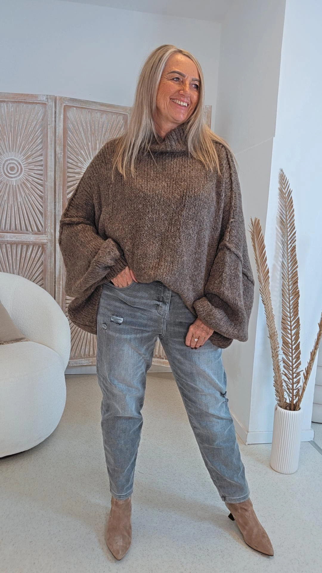 COZY KNIT SWEATER SCARLETT Made in Italy 34-48 OVERSIZE Pullover