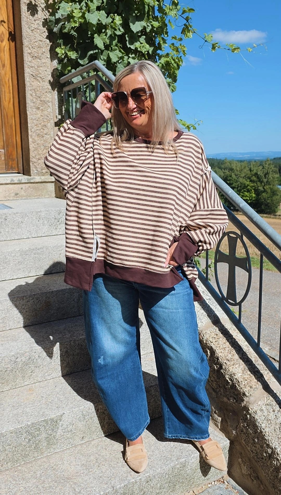 OVERSIZE SWEATER CARLOTA STREIFEN Made in Italy 34-44/46