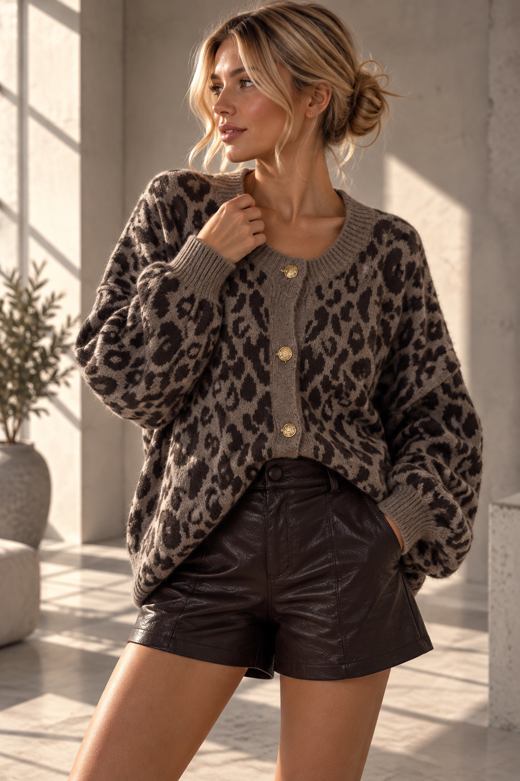 SJ0117 – Leo Strickjacke mit goldfarbenen Knöpfen I 36-46 I Made in Italy