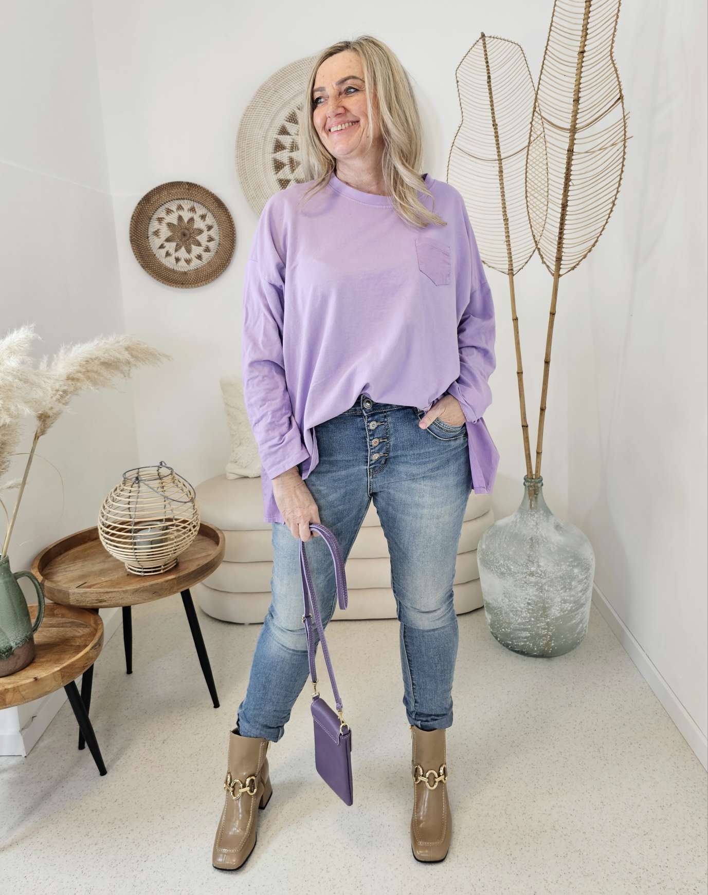 BASIC LONGSLEEVE SHIRT LILIANE FLIEDER 34-42 Made in Italy Langarm Pullover Vokuhila