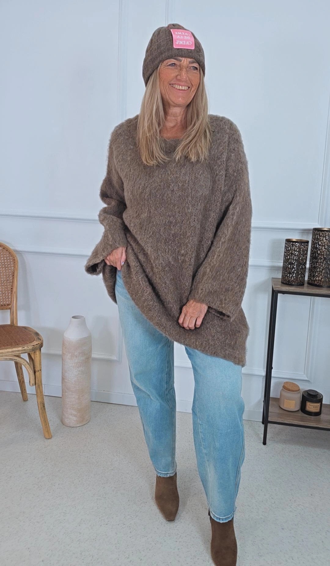 COZY KNIT SWEATER CIAM LANG / OVERSIZE 34 - 44 Strick Pullover, Strick-Kleid Made in Italy