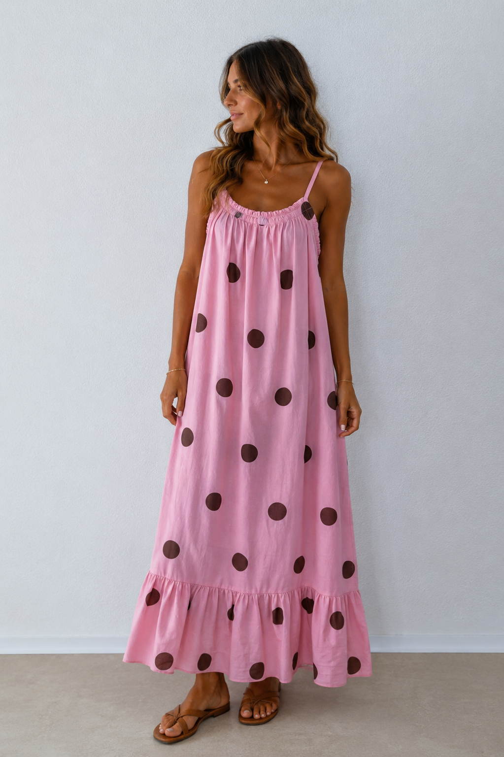 Dots Kleid Isla Spaghettiträger Made in Italy 34-42