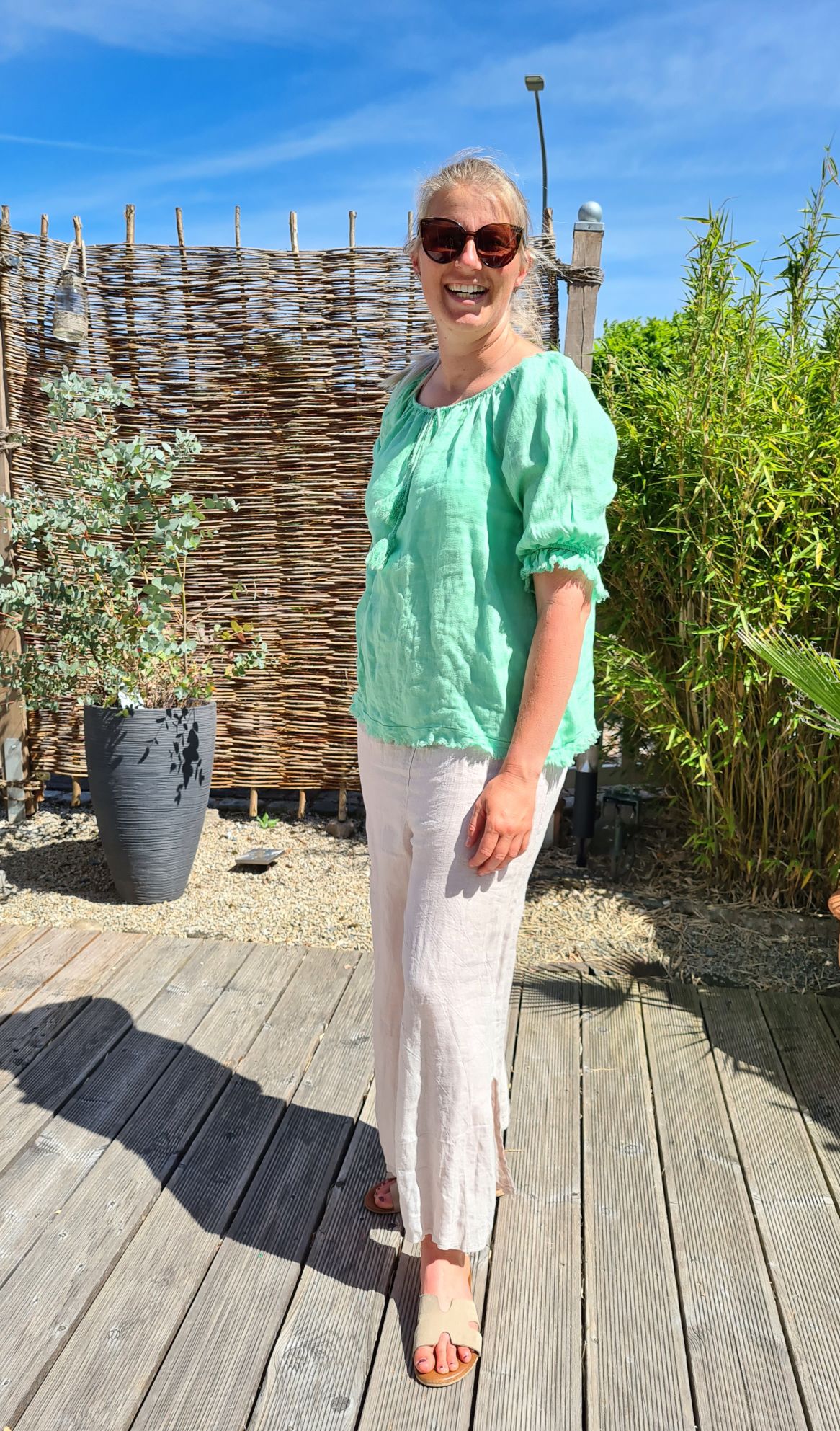 LINEN BLUSE VERONA GRÜN 34-42 Made in Italy Leinen Oversize Tunika Shirt LINEN BLUSE VERONA GRÜN 34-42 Made in Italy Leinen Oversize Tunika Shirt