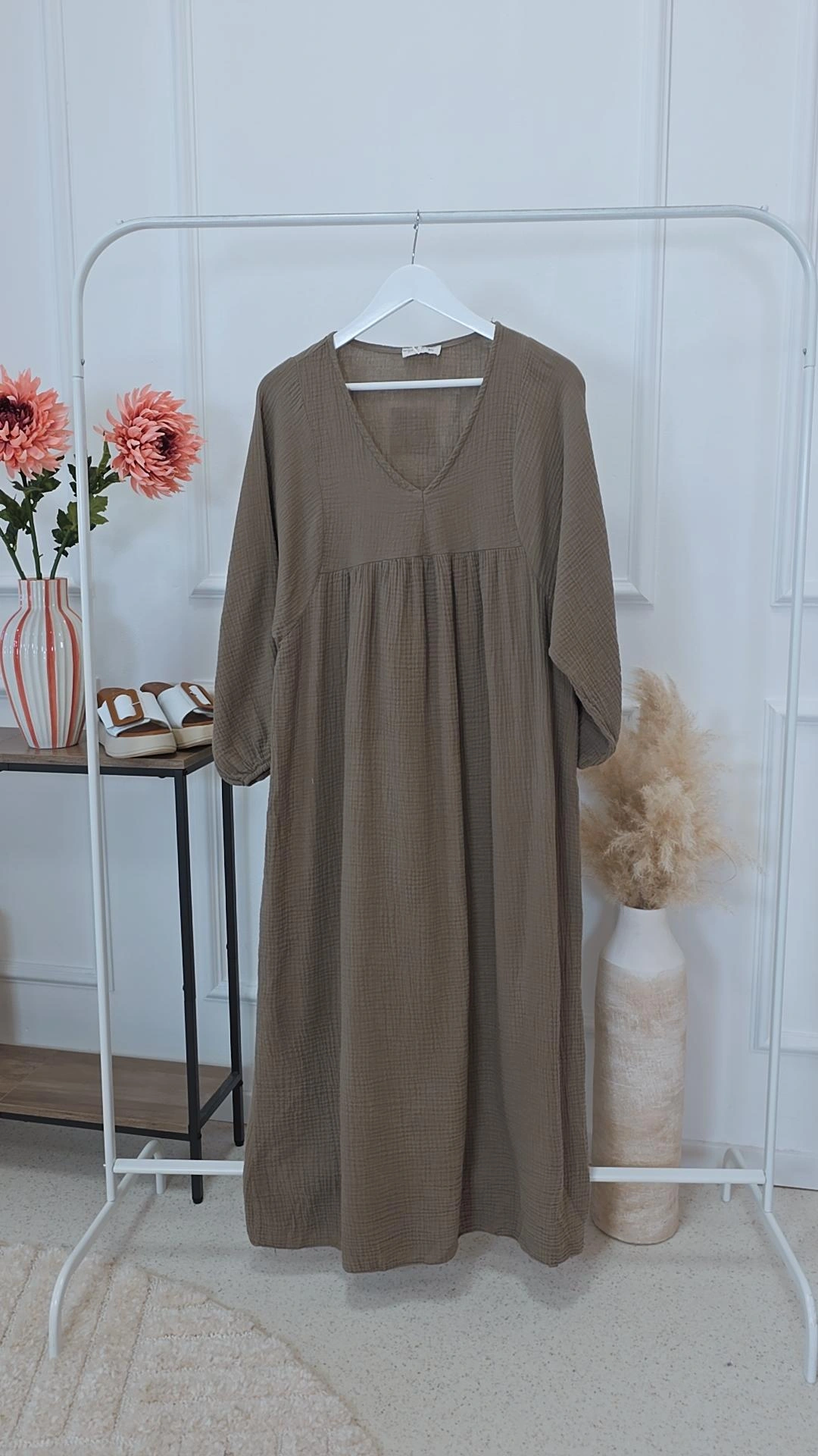 MUSSELIN MAXI DRESS PAROS NEW Made in Italy 34-44/46  Oversize Kleid