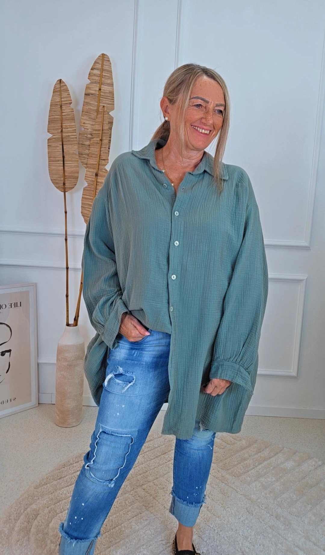 MUSSELIN BLUSE VALERIA UNI Made in Italy 34-46