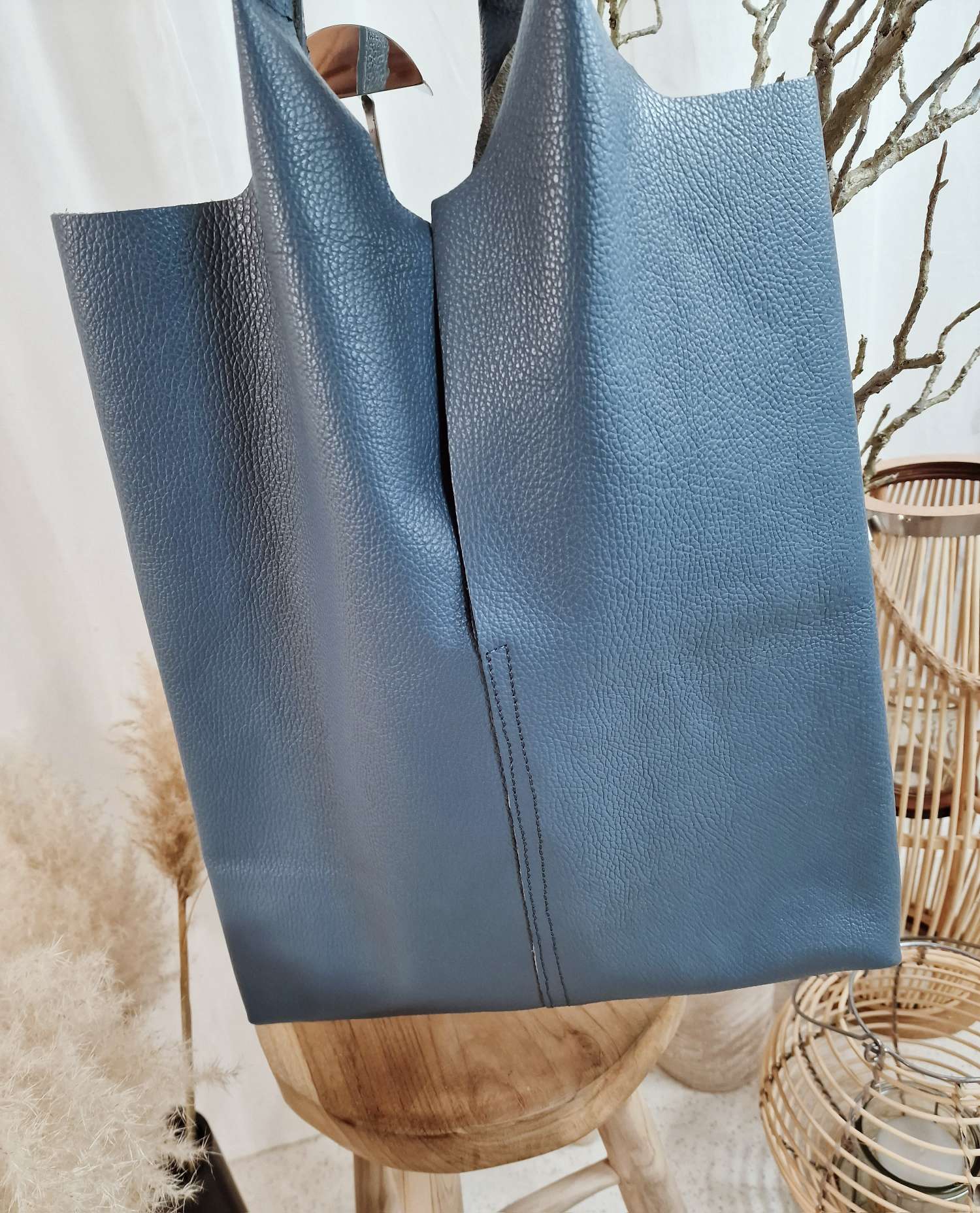 LEDER SHOPPER ADAM JEANSBLAU Made in Italy Echtleder Tasche Schultertasche versch. Farben