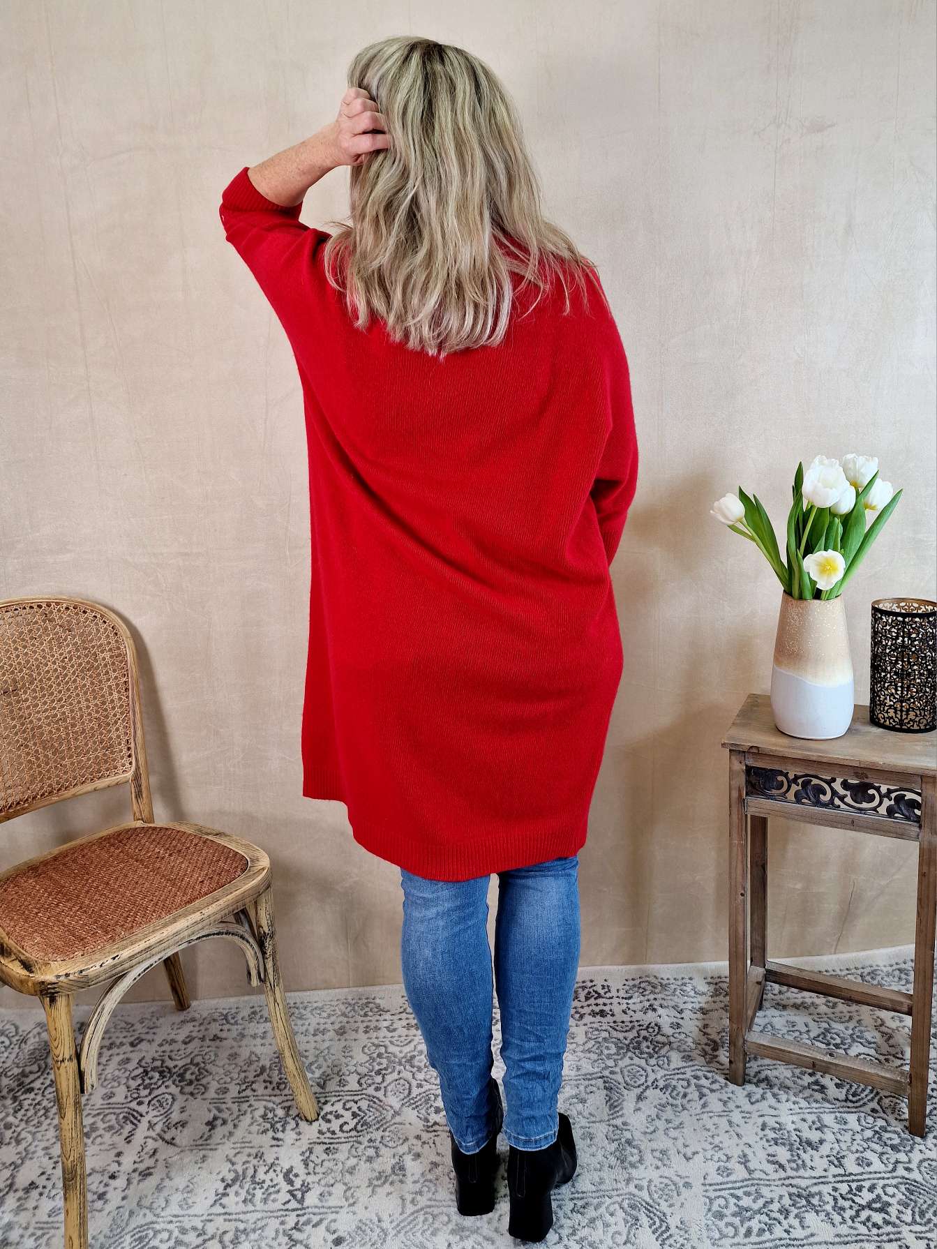 CASHMERE DRESS STELLA ROT 34-42 Made in Italy Strick Kleid Long Pullover CASHMERE DRESS STELLA ROT 34-42 Made in Italy Strick Kleid Long Pullover