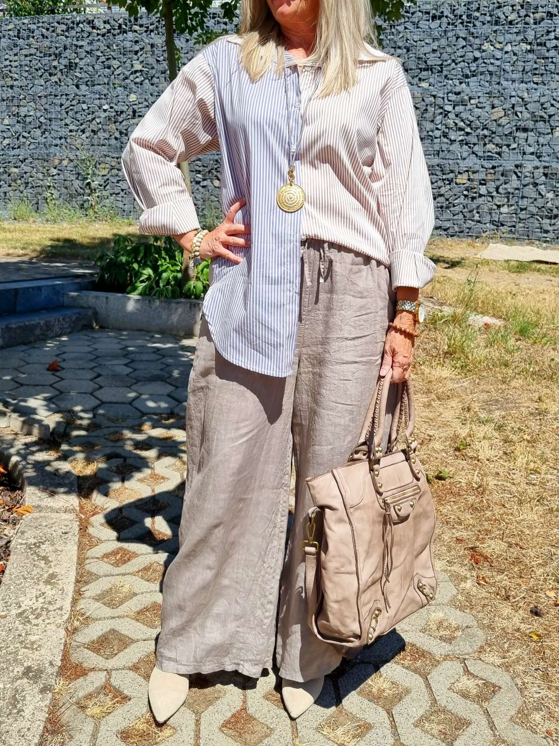 LINEN MARLENE PANT BRIGITTE TAUPE Pocket 34-42 Made in Italy weite Leinen Hose mit Taschen LINEN MARLENE PANT BRIGITTE TAUPE Pocket 34-42 Made in Italy weite Leinen Hose mit Taschen