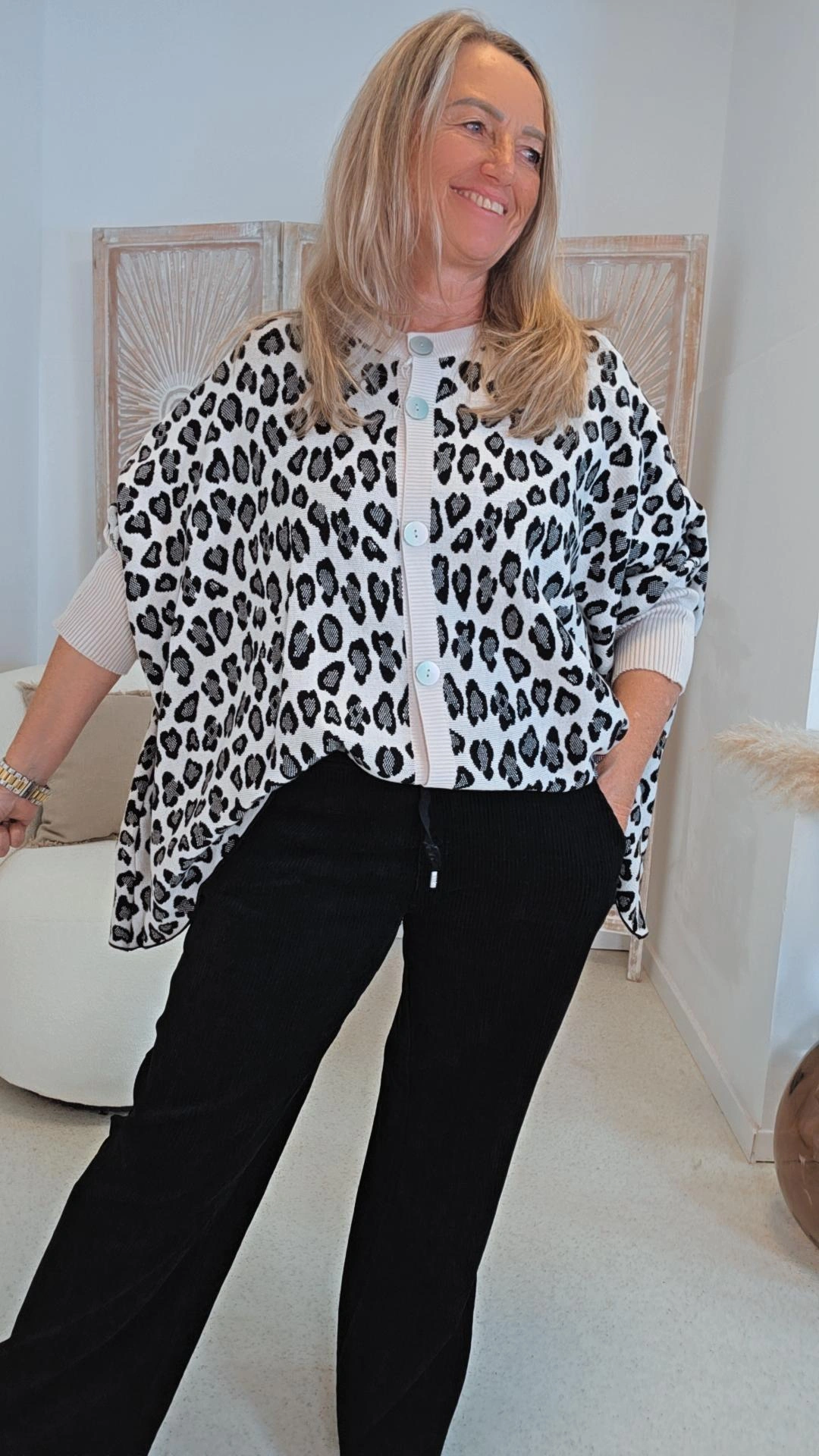 LÄSSIGER STRICK-CARDIGAN FRANZI LEO 34-48 Made in Italy 