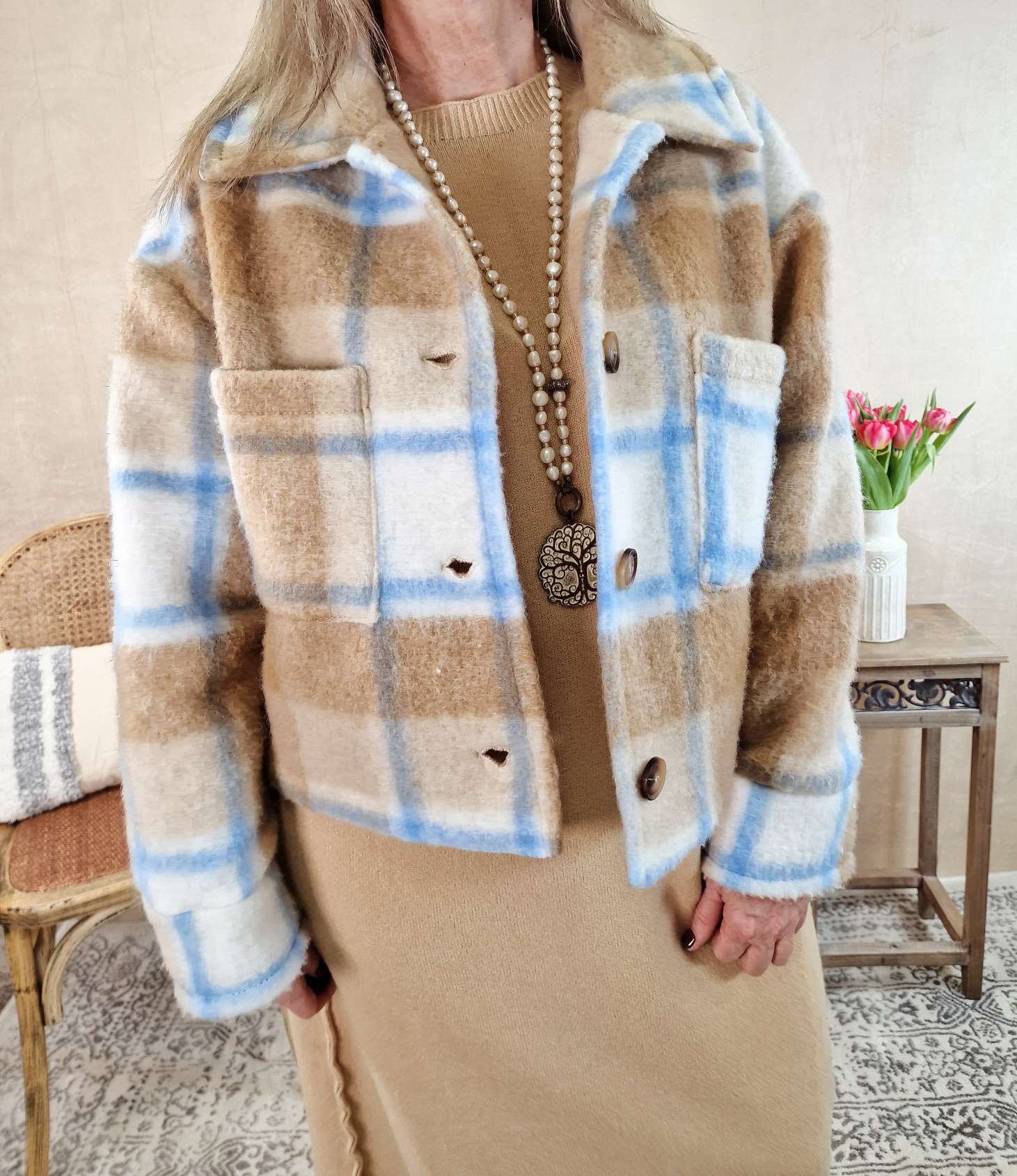 KARO WOLL JACKE KURZ MARIKO CAMEL 36-40 Made in Italy Winter Jacke Fleece COAT KARO WOLL JACKE KURZ MARIKO CAMEL 36-40 Made in Italy Winter Jacke Fleece COAT