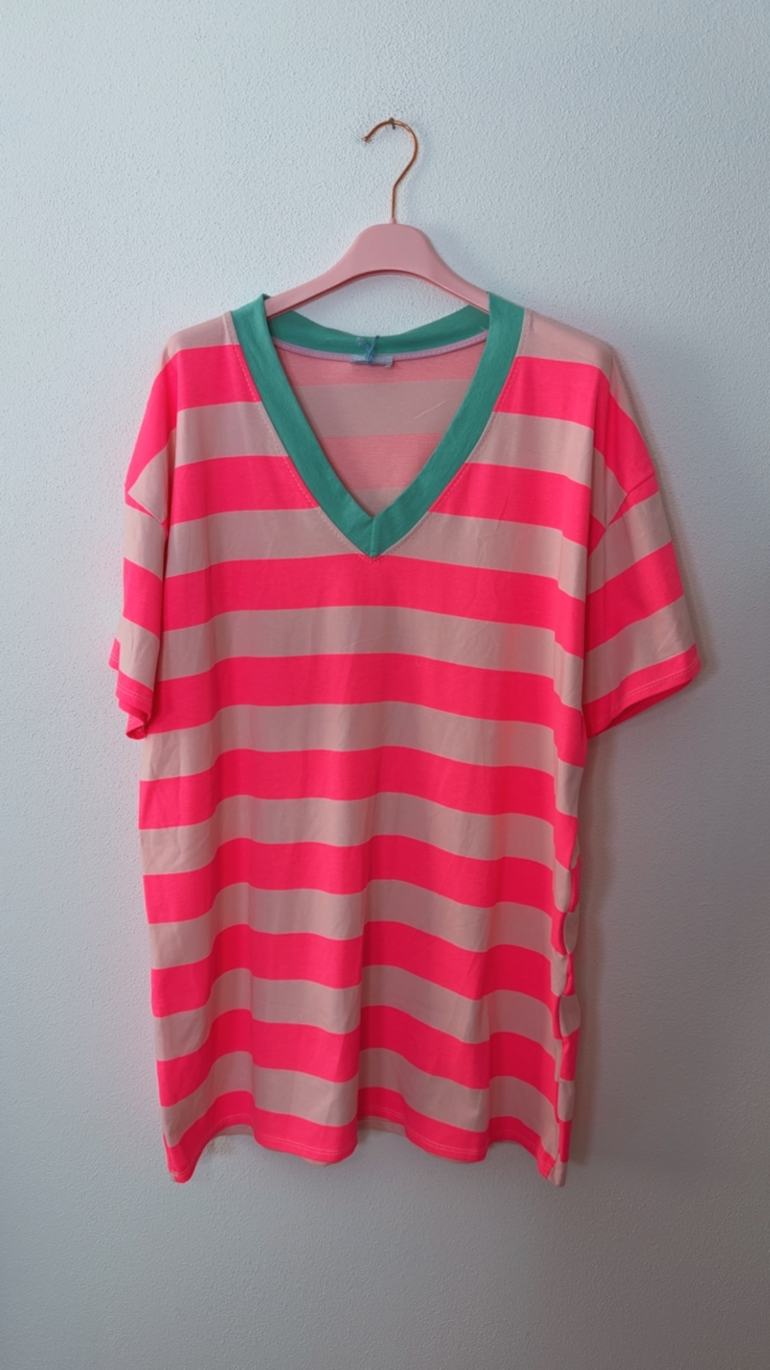 Beach-T-Shirt-Kleid „Pula“ – Streifen-Look 🌴 Made in Italy • Größe 34 bis 44