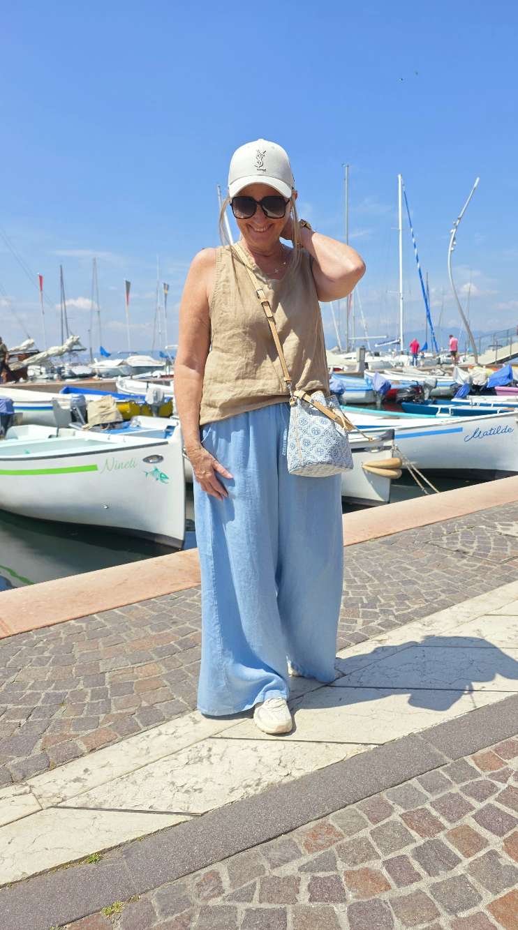 DENIM LOOK MARLENE PALAZZO HOSE PINA LYOCELL 34-42 Made in Italy  Jeans 