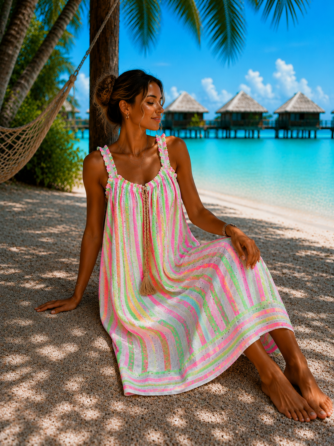 Boho Kleid Lobos Blockstreifen  Made in Italy 34-40/42