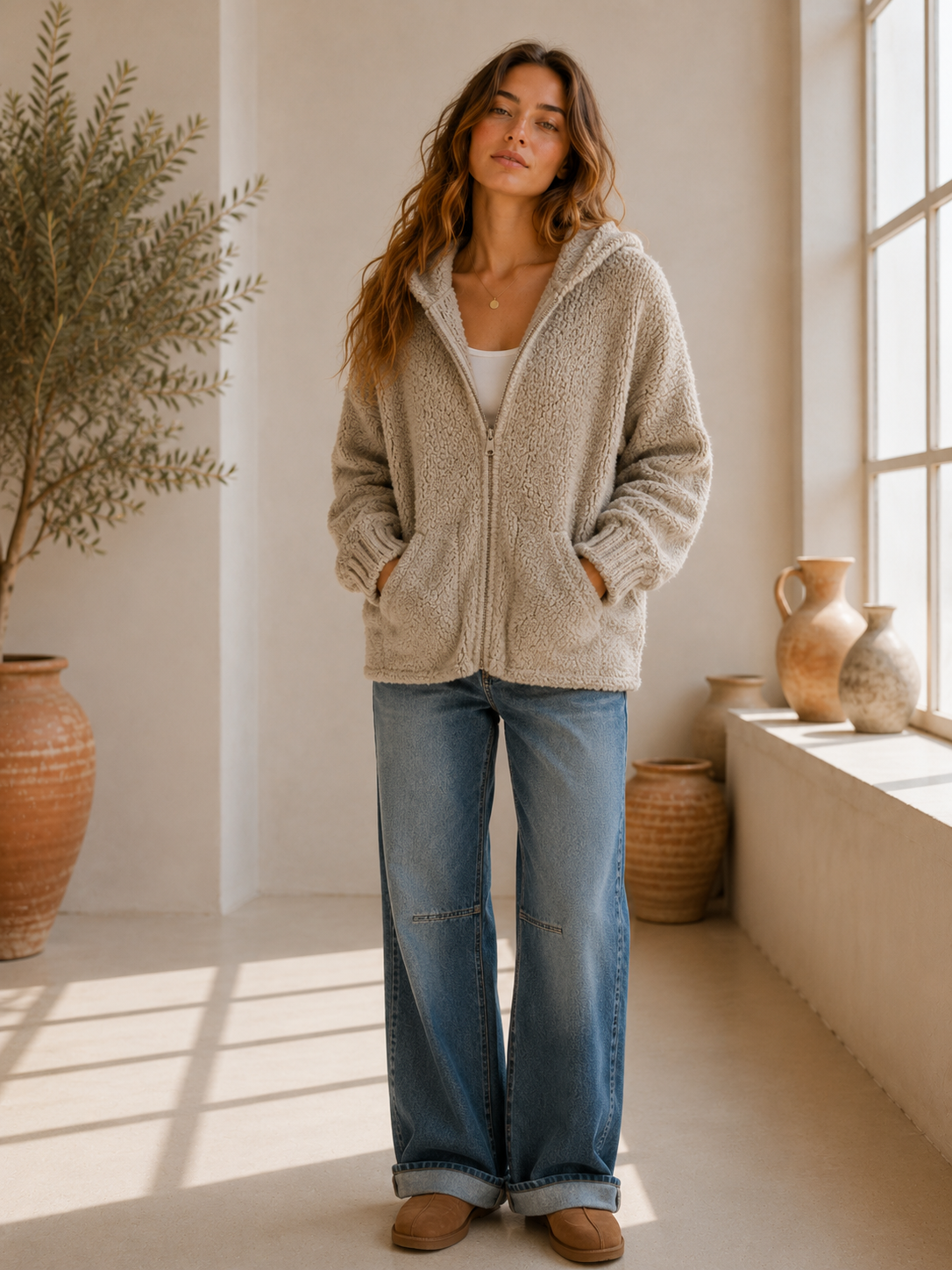 Kapuzen-Cardigan Boucle I SJ0025 I Made in Italy 34-40/42 Strickjacke