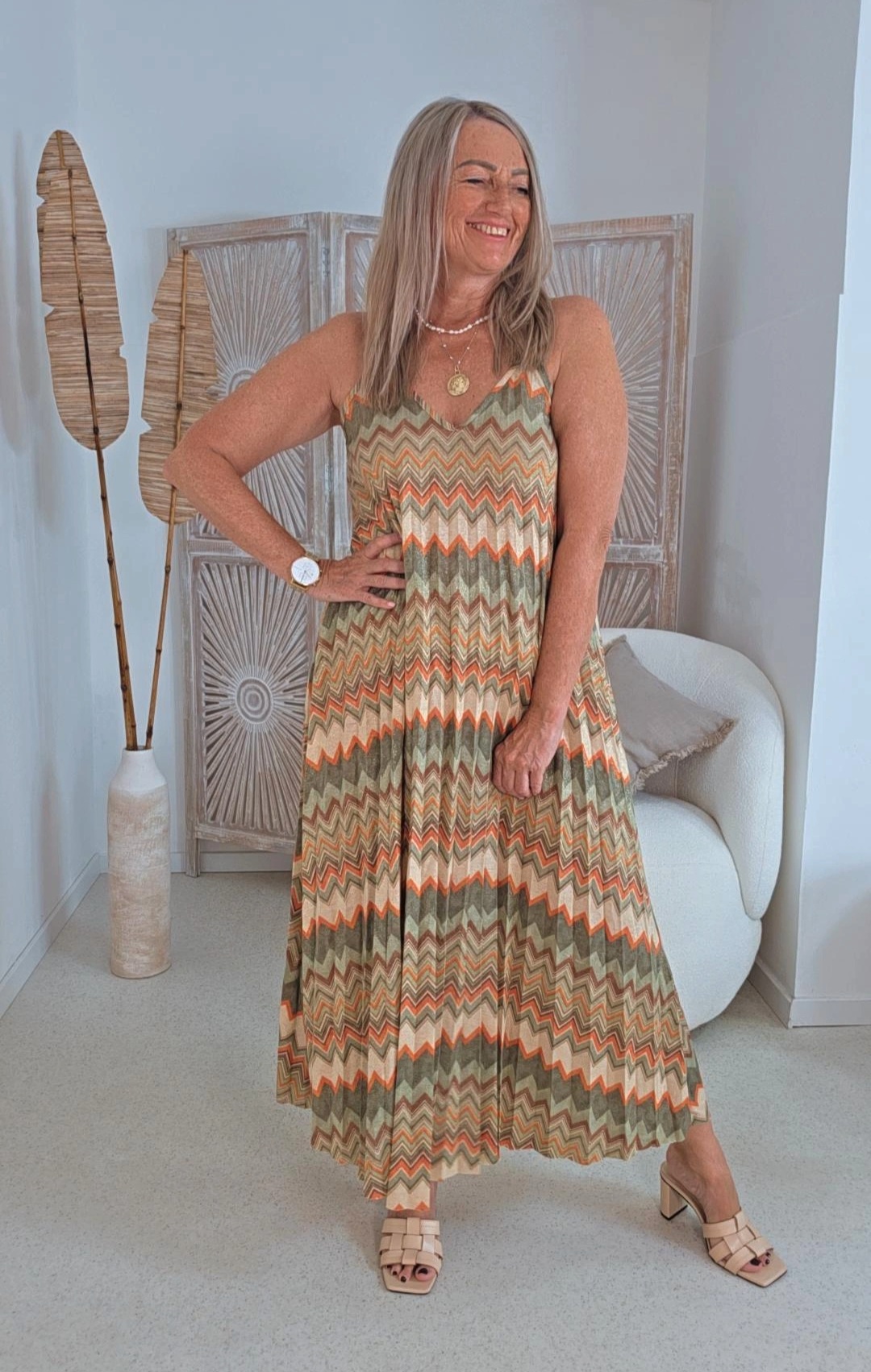 MAXI DRESS SAVINA GLAM SHINY Plissee  Made in Italy 34-42