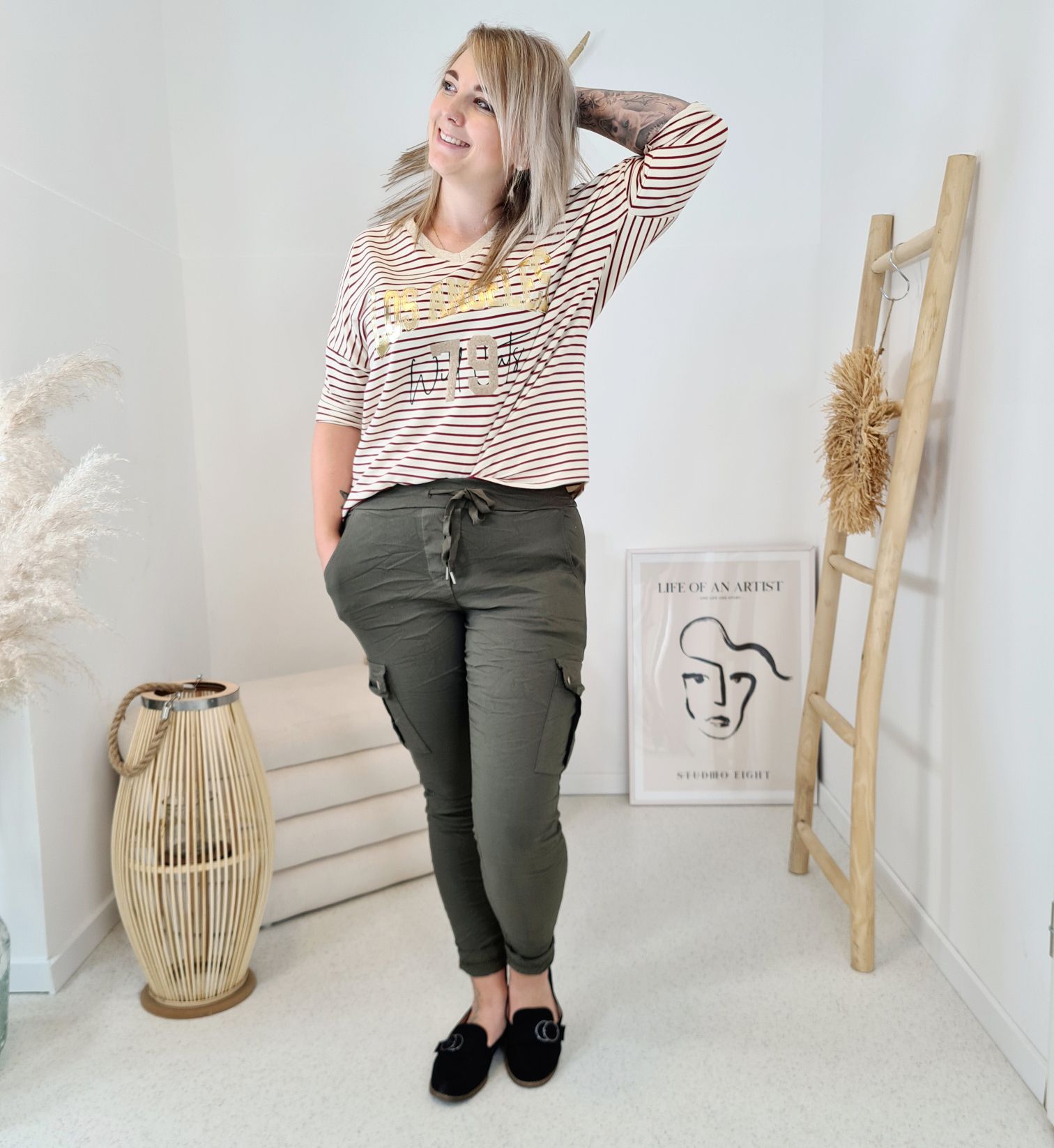 BASIC SHIRT LOS ANGELES STRIPES GLAMOUR ANTHRAZIT Streifen Longsleeve 34-42 Made in Italy Anthrazit BASIC SHIRT LOS ANGELES STRIPES GLAMOUR ANTHRAZIT Streifen Longsleeve 34-42 Made in Italy Anthrazit