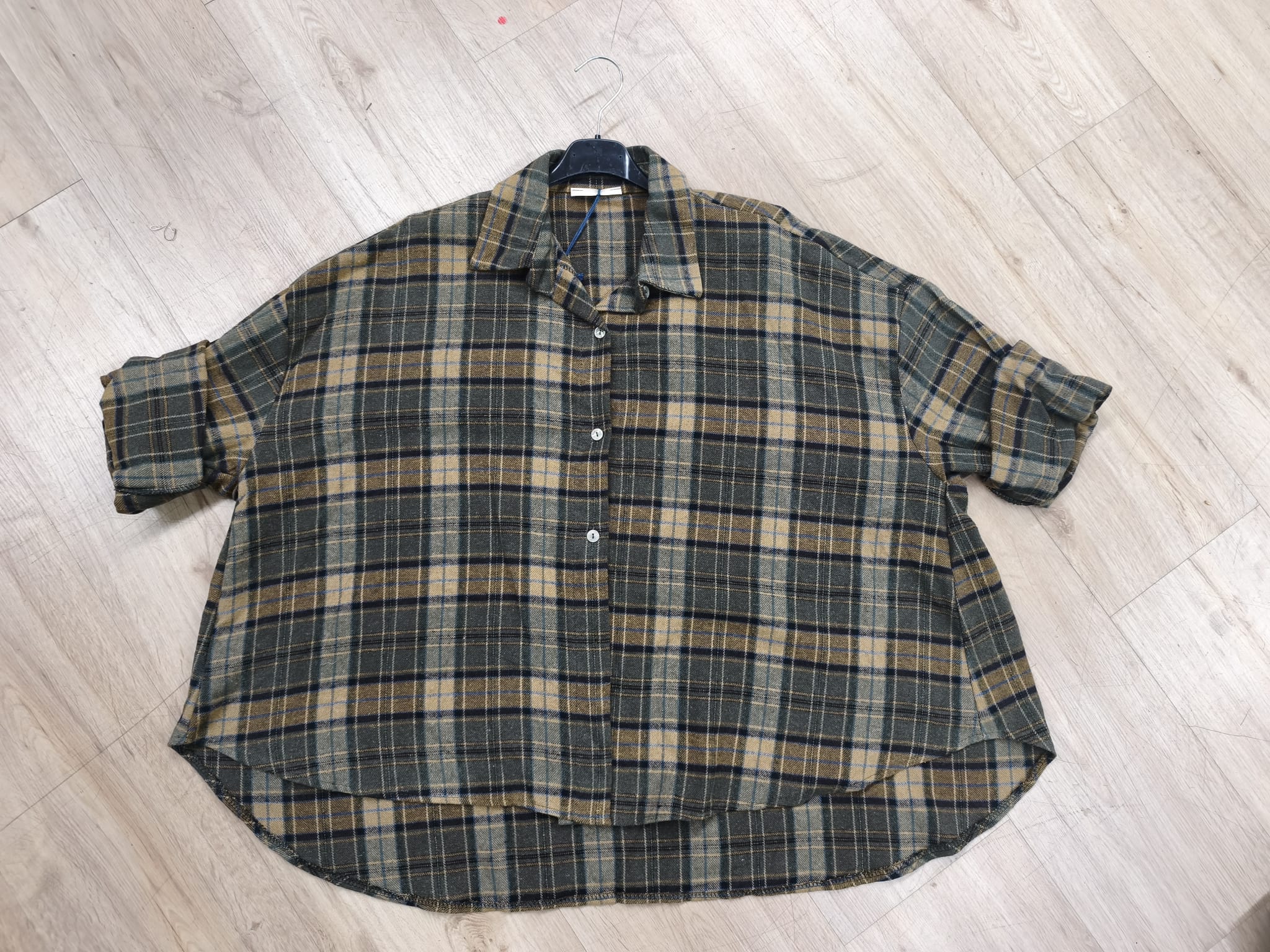 Cozy Flanell Karo Oversize-Bluse I BL0132 I 34-44 I Made in Italy