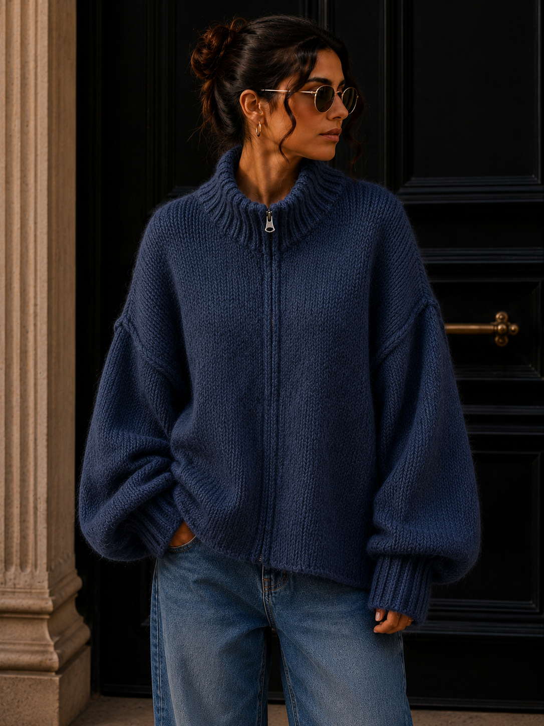 Strickjacke mit Reißverschluss I SJ0043 I Made in Italy 34-46