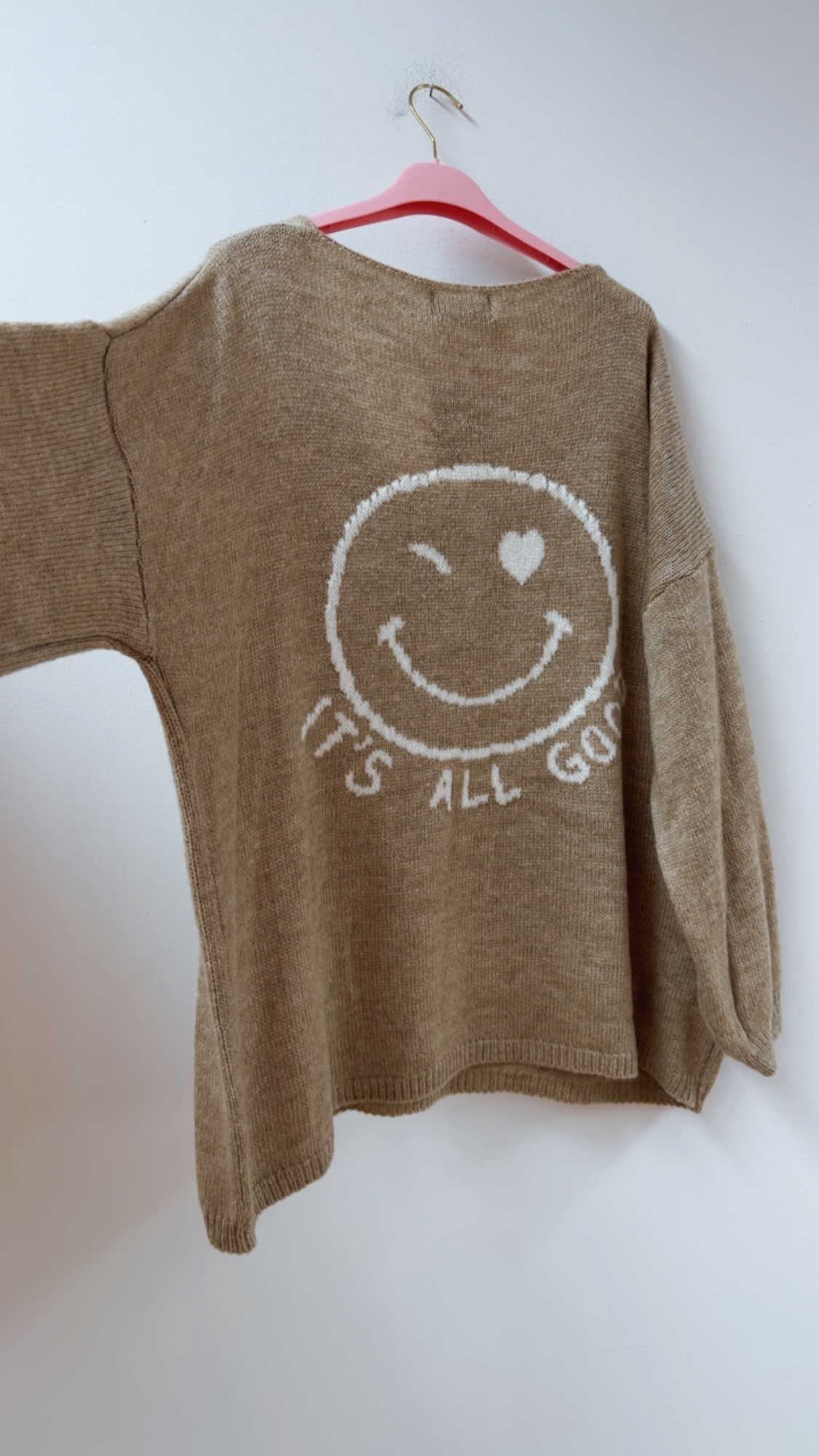 Strickpullover mit Smile & Rückenprint Oversize I NO. SP0019 I Made in Italy 34-44/46