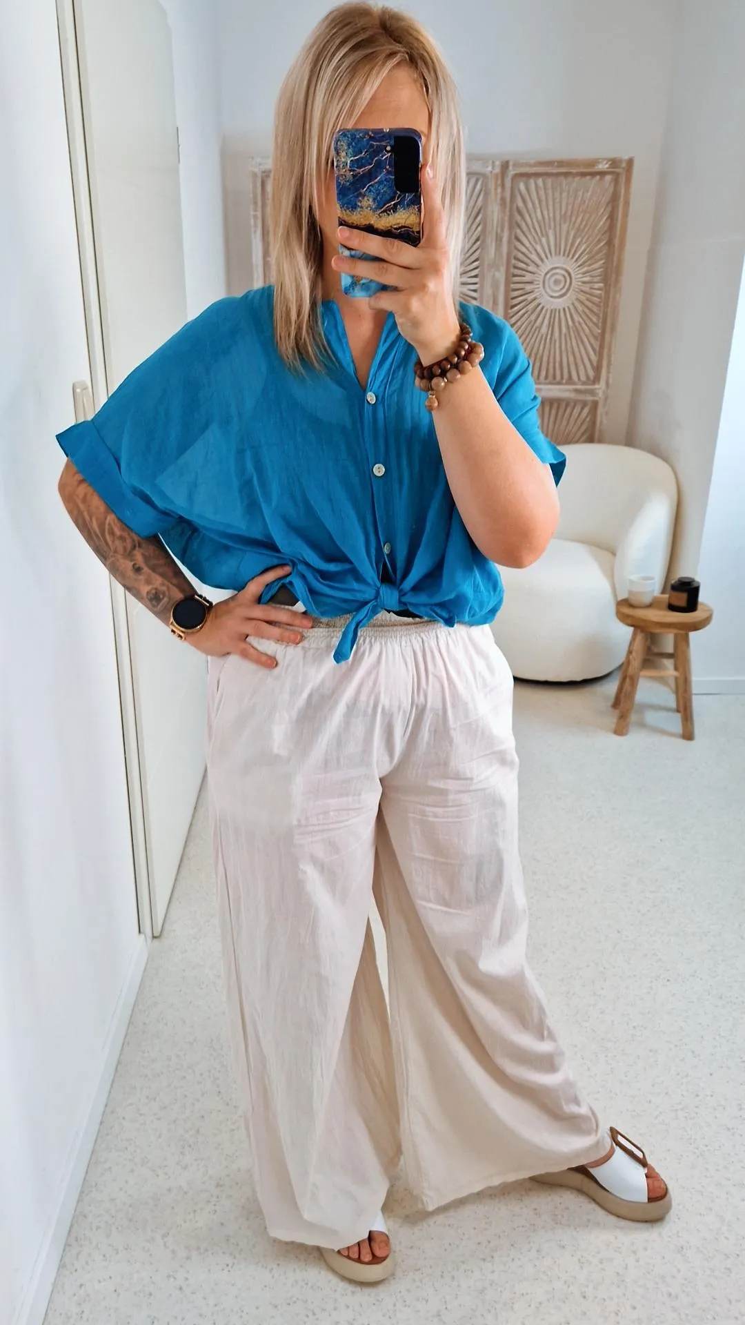 10 € LEICHTE SOMMER HOSE RICKY 34-38 Made in Italy weite Hose PANT Baumwolle