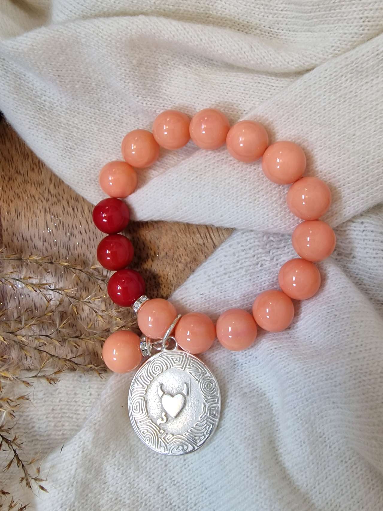 BRACELET JAVA LACHS edles Edelstein Armband elastisch BRACELET JAVA LACHS edles Edelstein Armband elastisch