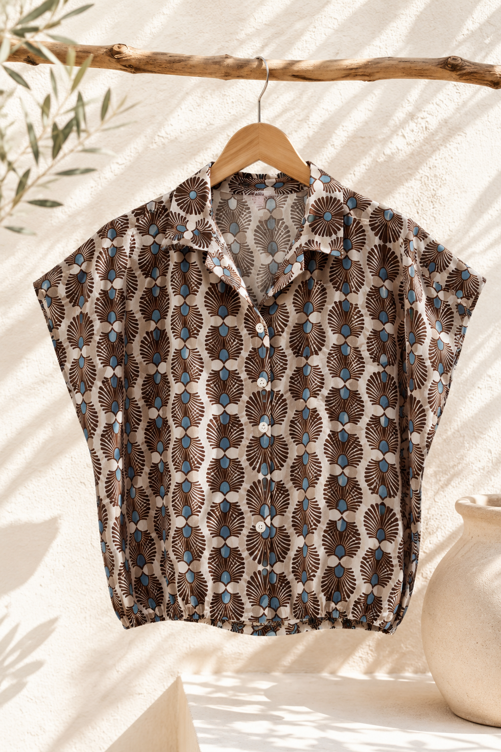 Cropped-Bluse Solea Ballonbluse Made in Italy Gr. 34-42