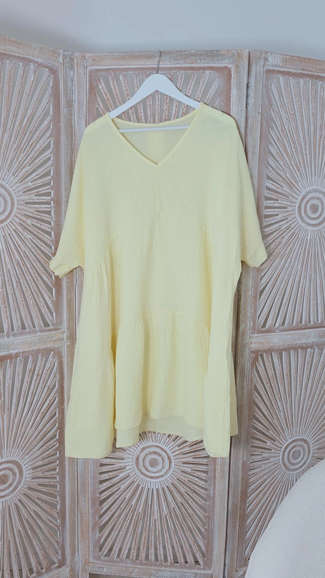 KURZES MUSSELIN TUNIKA KLEID CALLA Made in Italy 34-44/46
