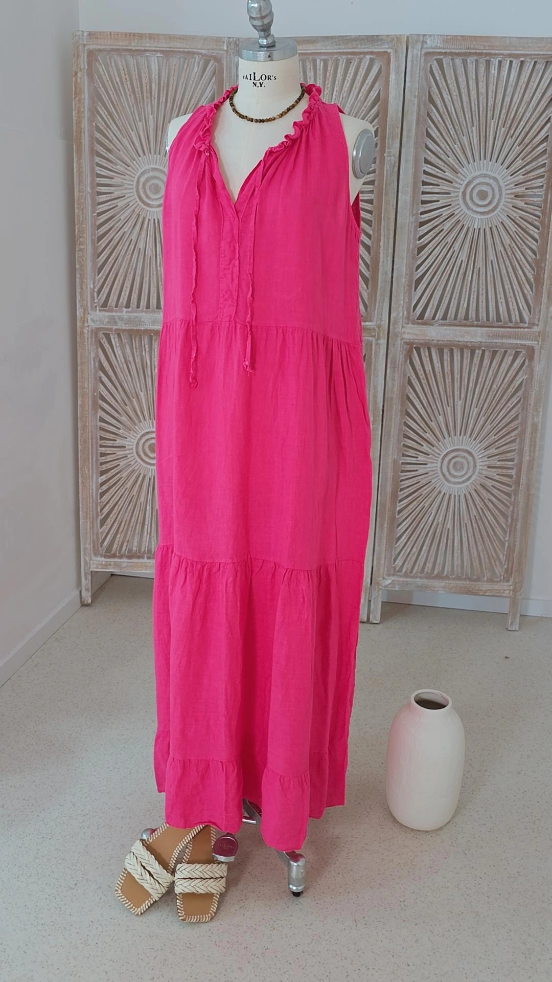 LEINEN KLEID AMRA UNI Made in Italy 34 - 42