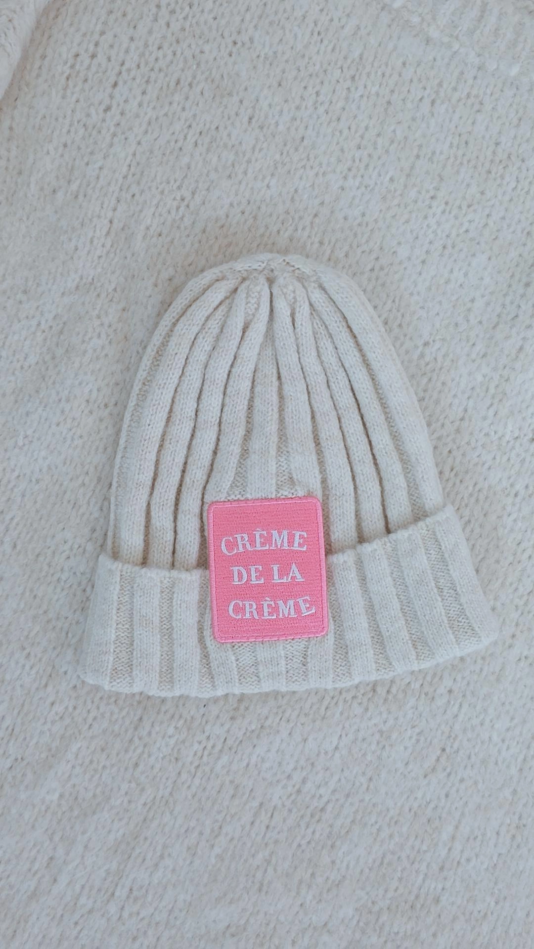 MÜTZE BEANIE LOLA mit Patch CREME DE LA CREME Made in Italy