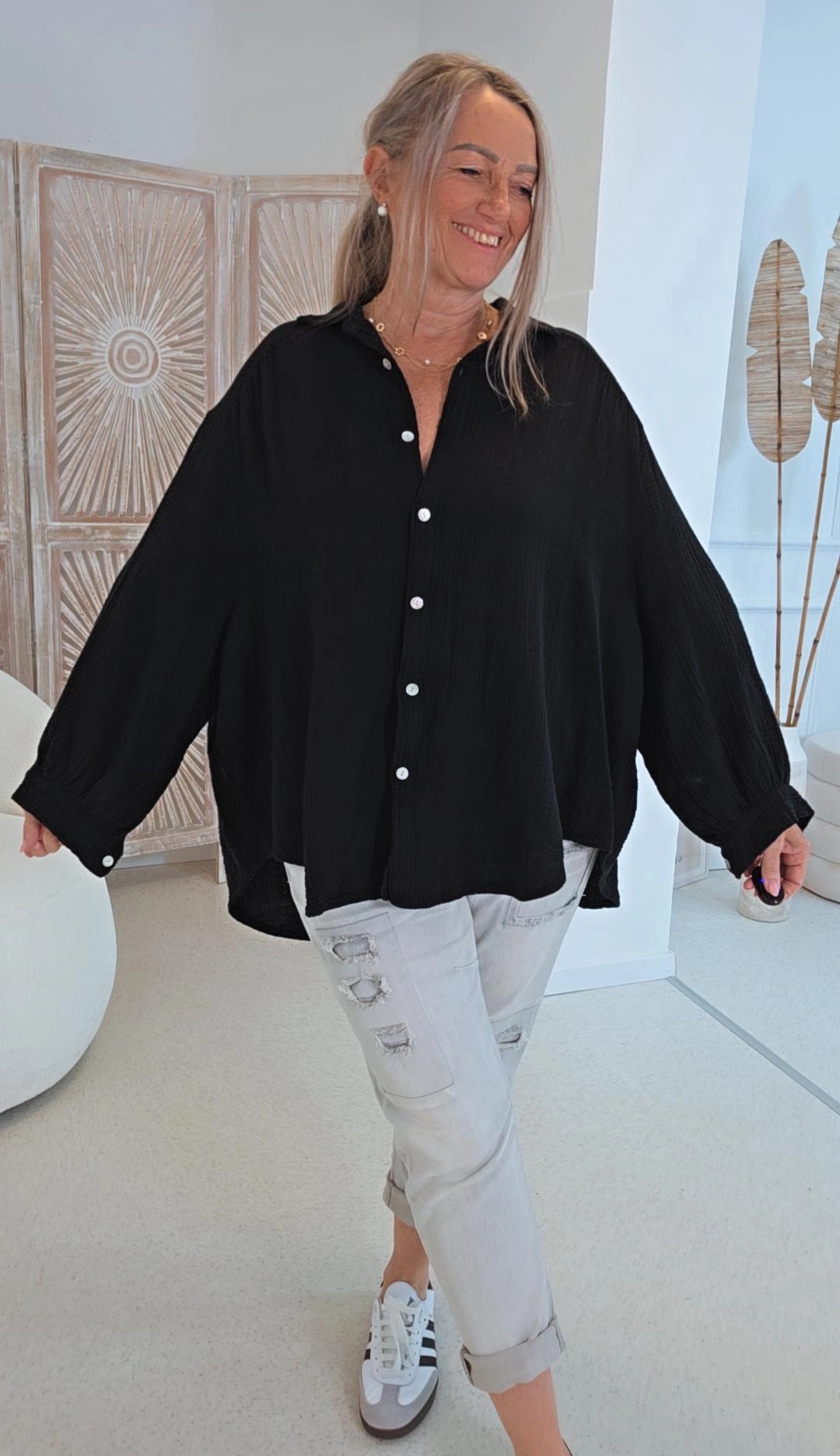 MUSSELIN BLUSE ROSALIE UNI Made in Italy 34-44