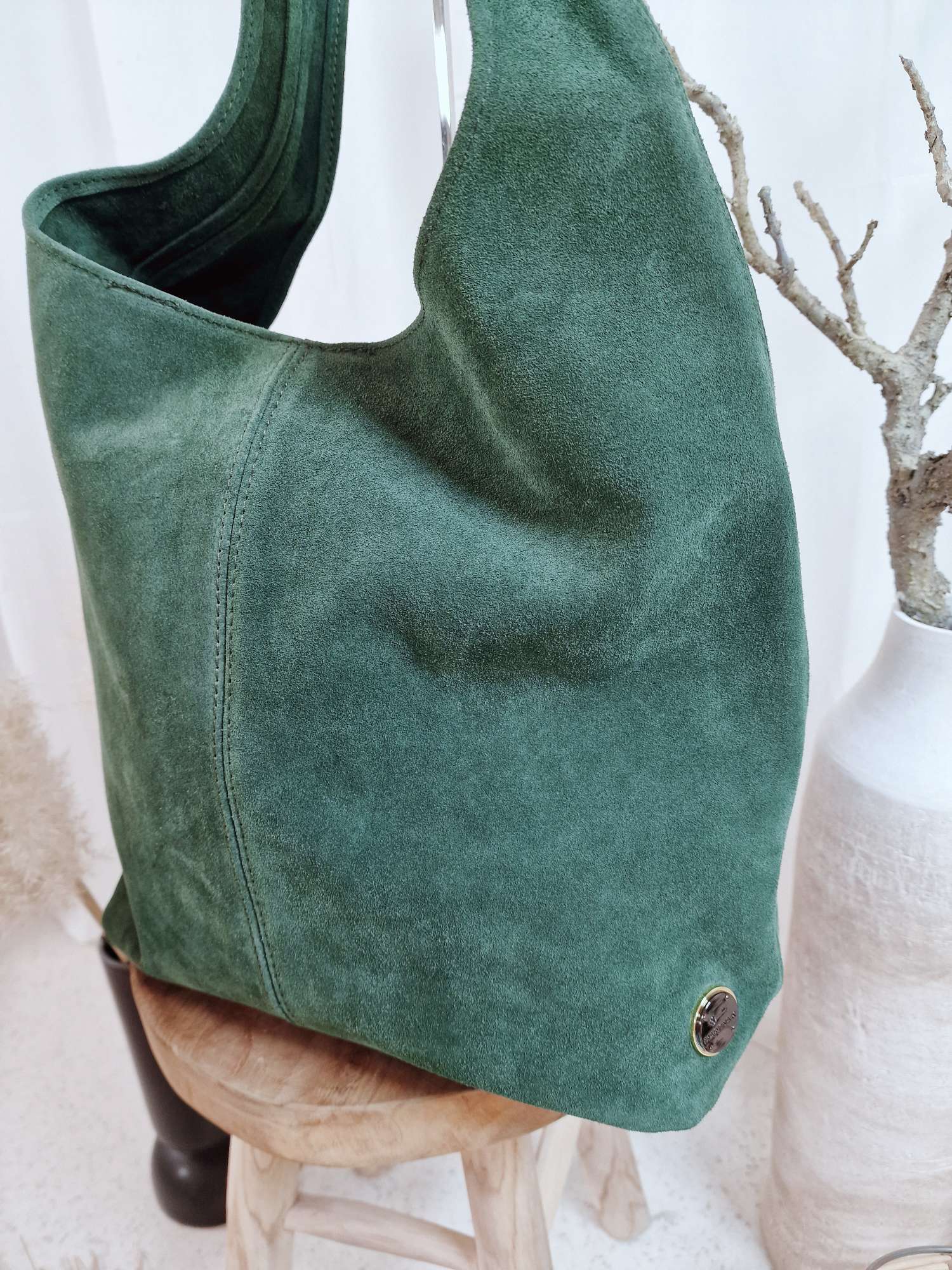EDLER WILDLEDER SHOPPER MONIKA KHAKI Made in Italy Leder Tasche