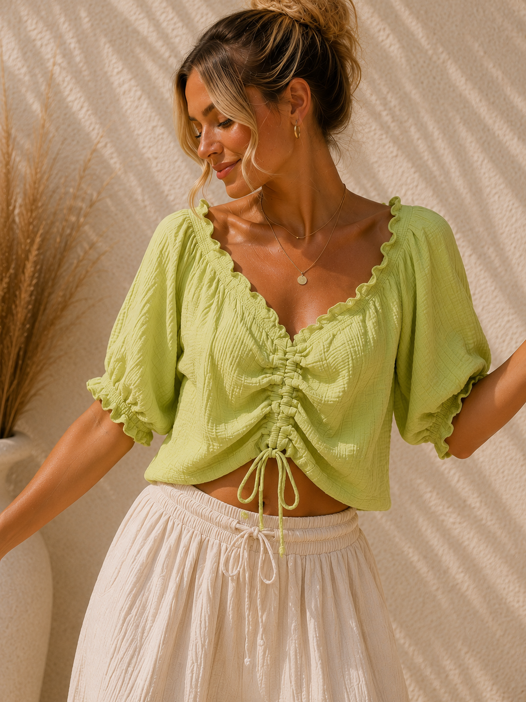 Bluse Cropped Musselin Savanna UNI Made in Italy 34-40/42