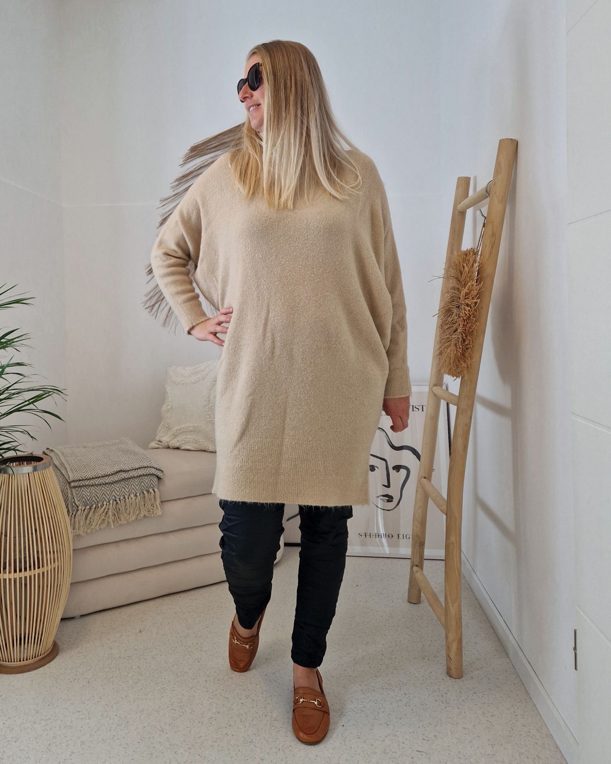 TURTLENECK KNIT DRESS TIZIANA SAND Rollkragen Strickkleid Kleid Pullover 34-42/44 TURTLENECK KNIT DRESS TIZIANA SAND Rollkragen Strickkleid Kleid Pullover 34-42/44