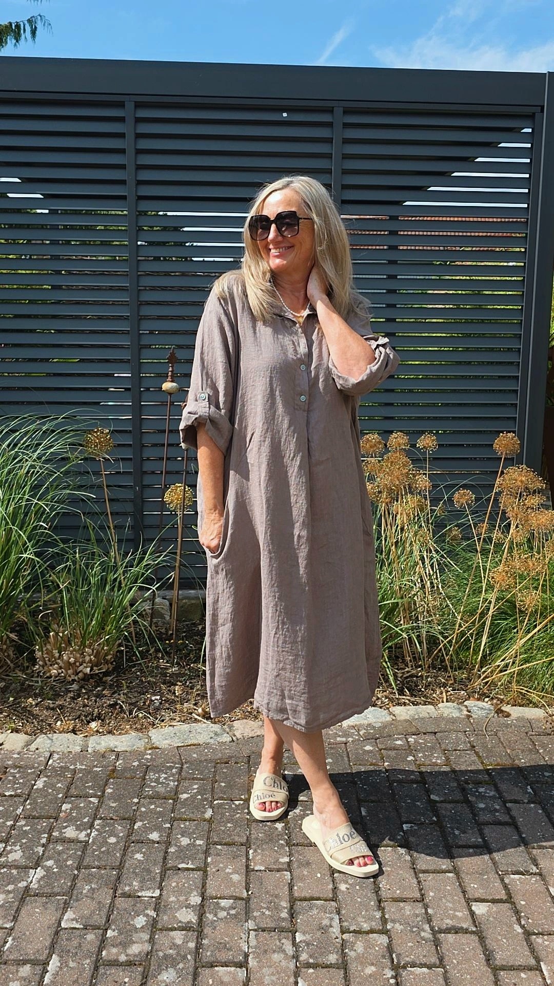 LINEN TUNIKA DRESS GEORGIA Made in Italy 34-42/44 Leinen Kleid Linendress