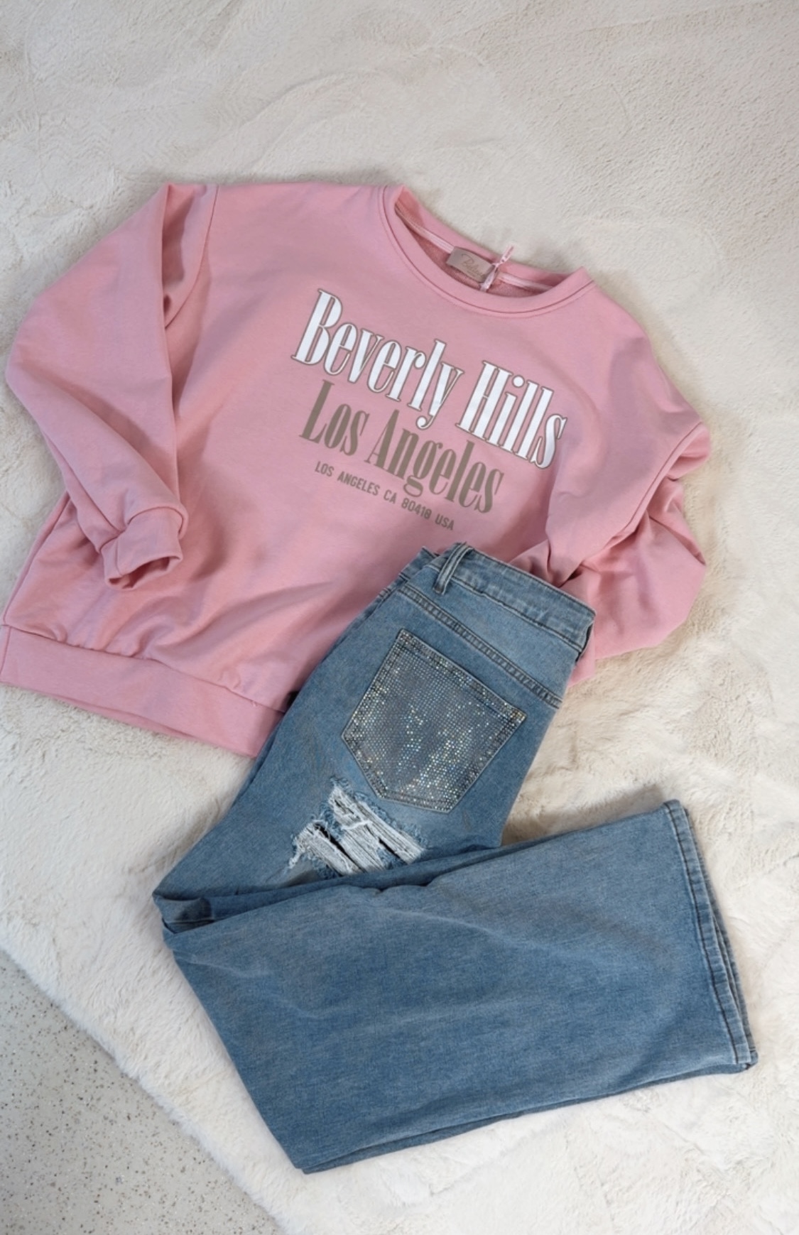 ✨ Sweater „Beverly Hills Los Angeles“ Made in Italy 34-42 Statement Sweatshirt