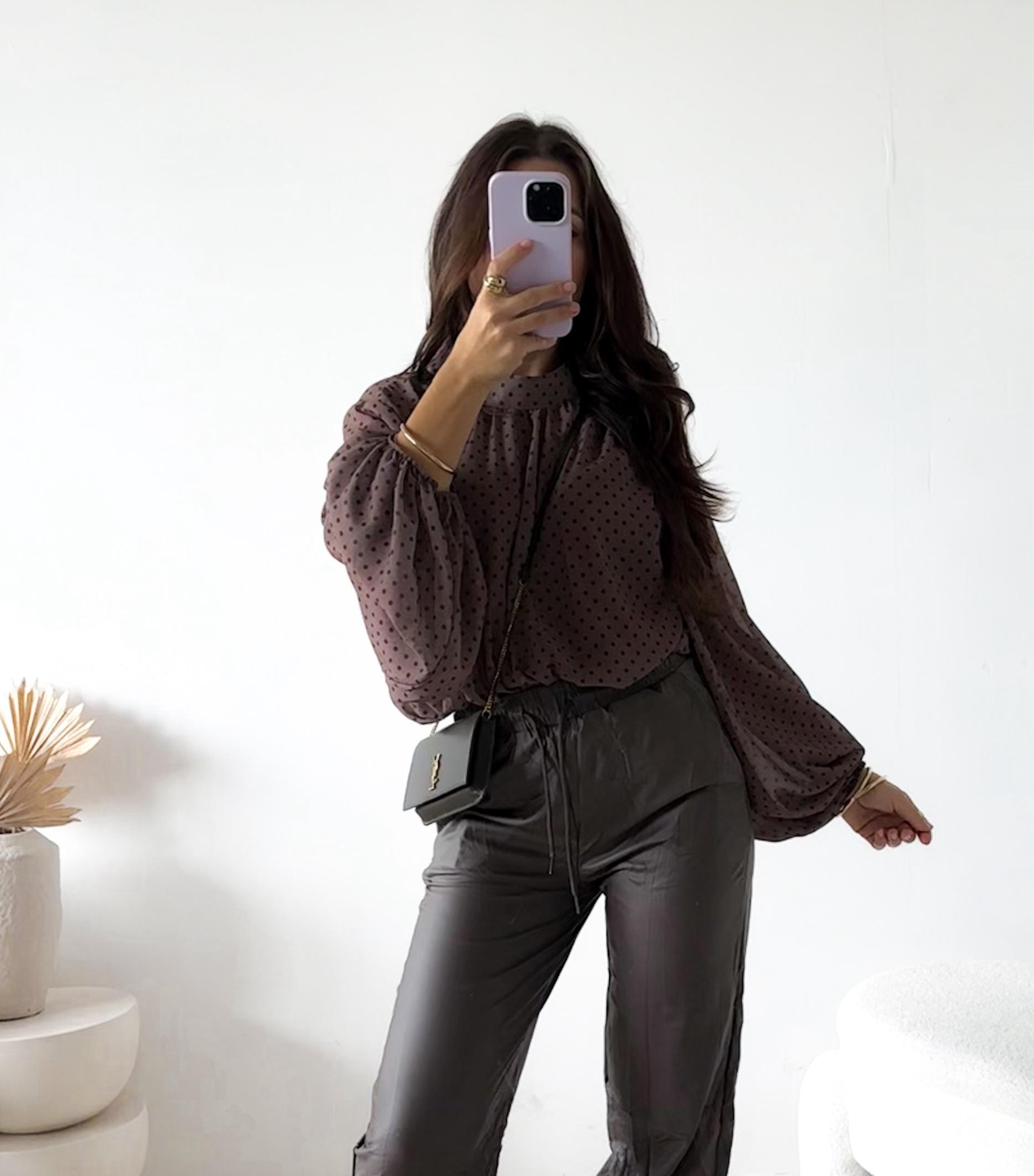 BLUSE MAXIMA mit kleinen Polka Dots 34-42/44 Made in Italy Shirt im Pünktchenmuster / Punkte