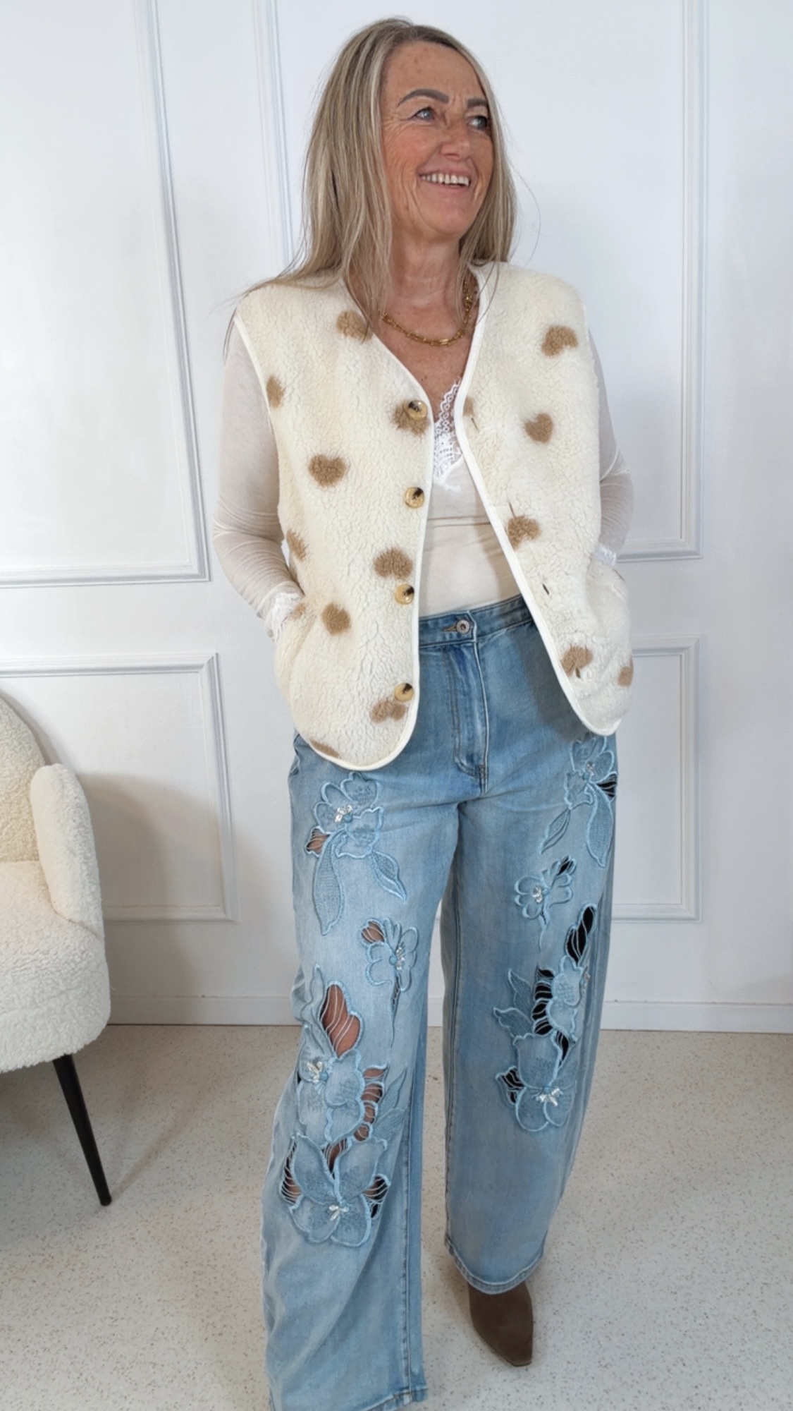 TRENDIGE TEDDY WESTE CLAUDIA SMALL HEART Made in Italy 34-42