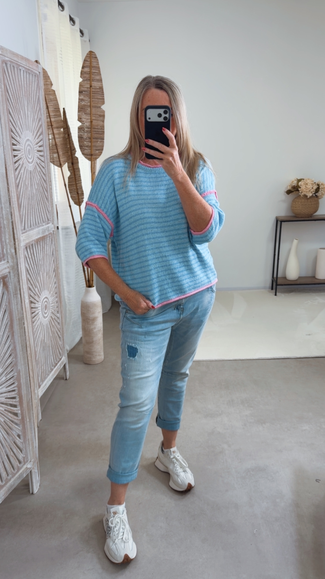 Strickshirt Salo Stripes Made in Italy 34-42 Kurzarm Pullover
