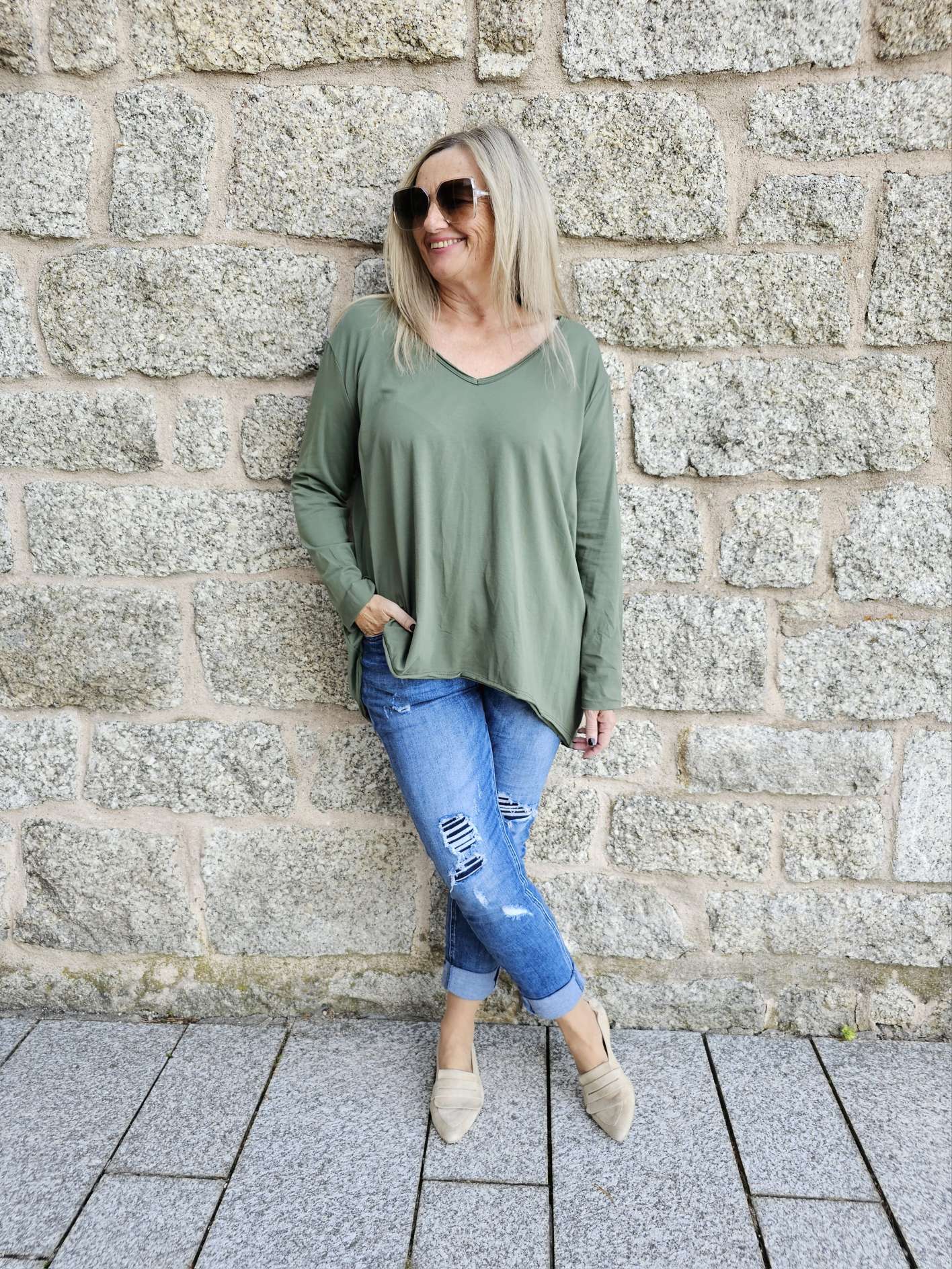 BASIC SHIRT LISA Vokuhila 34 - 44 Made in  Italy Trend Oversize Baumwoll Shirt Variantenartikel