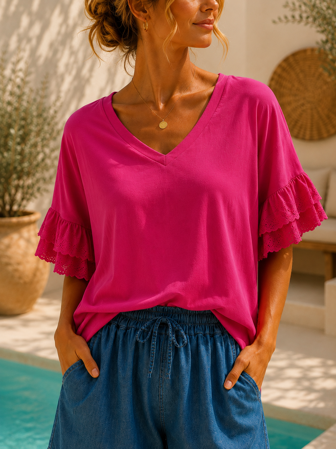 T-Shirt Maelle Rüschen Made in Itlay 34-40/42 Sommerschnapper – vom Umtausch ausgeschlossen