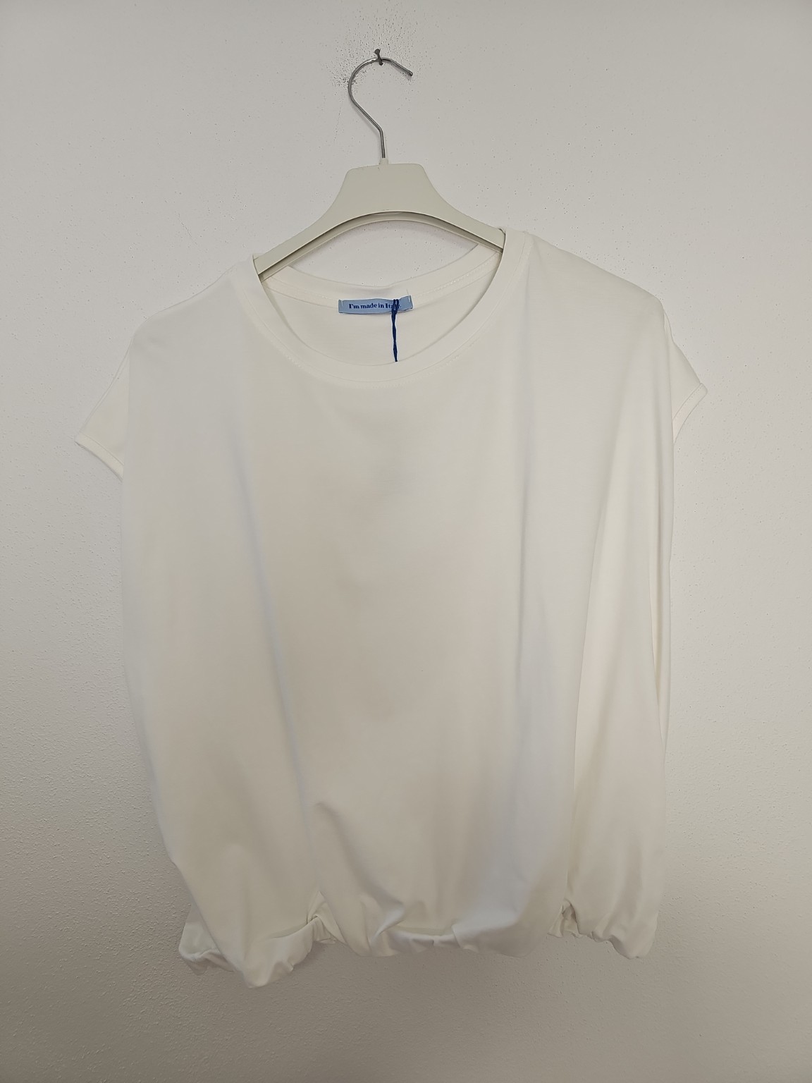Basic T-Shirt Annalisa mit Gummibund Uni Made in Italy 34-40/42
