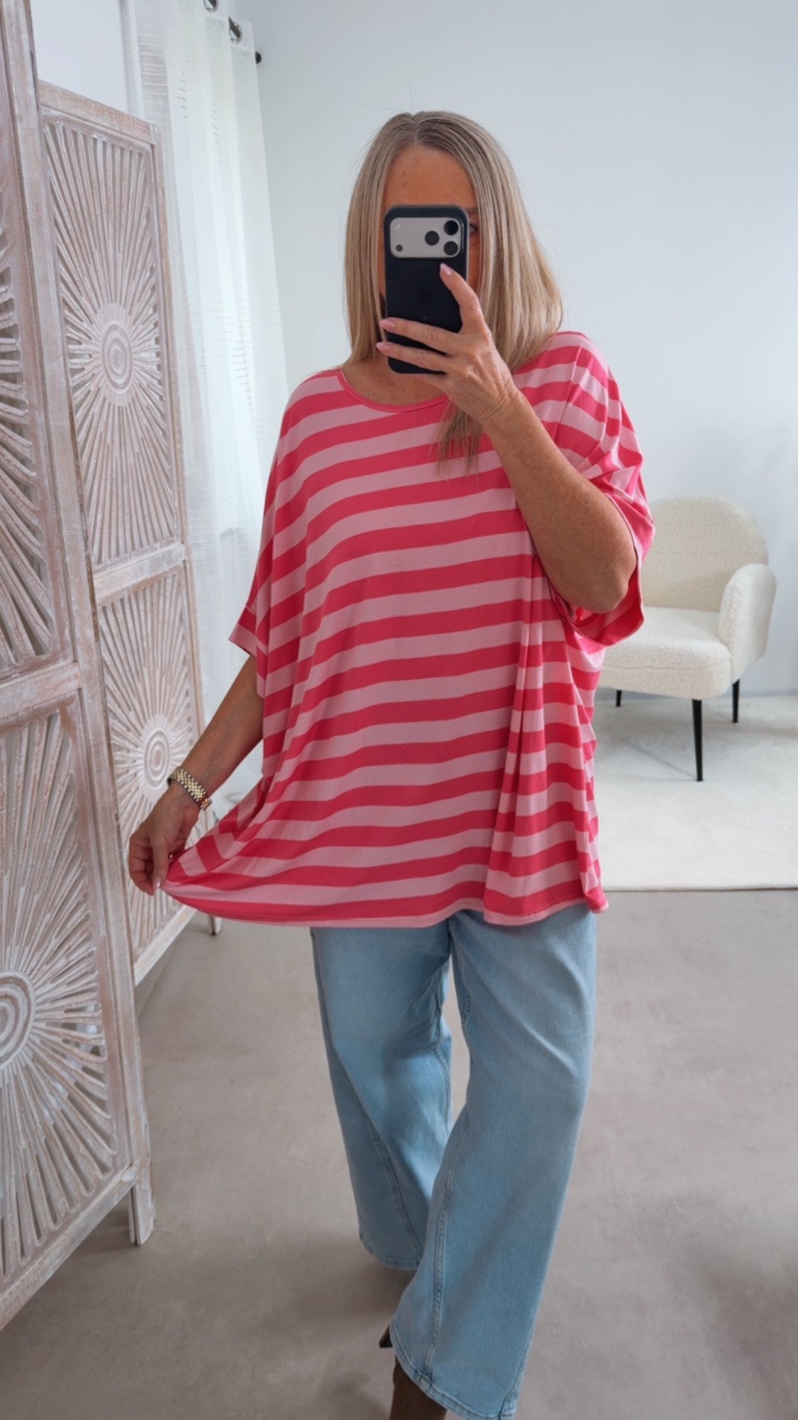 🌸 Pipi Oversize Shirt Steifen Made in Italy 36-46