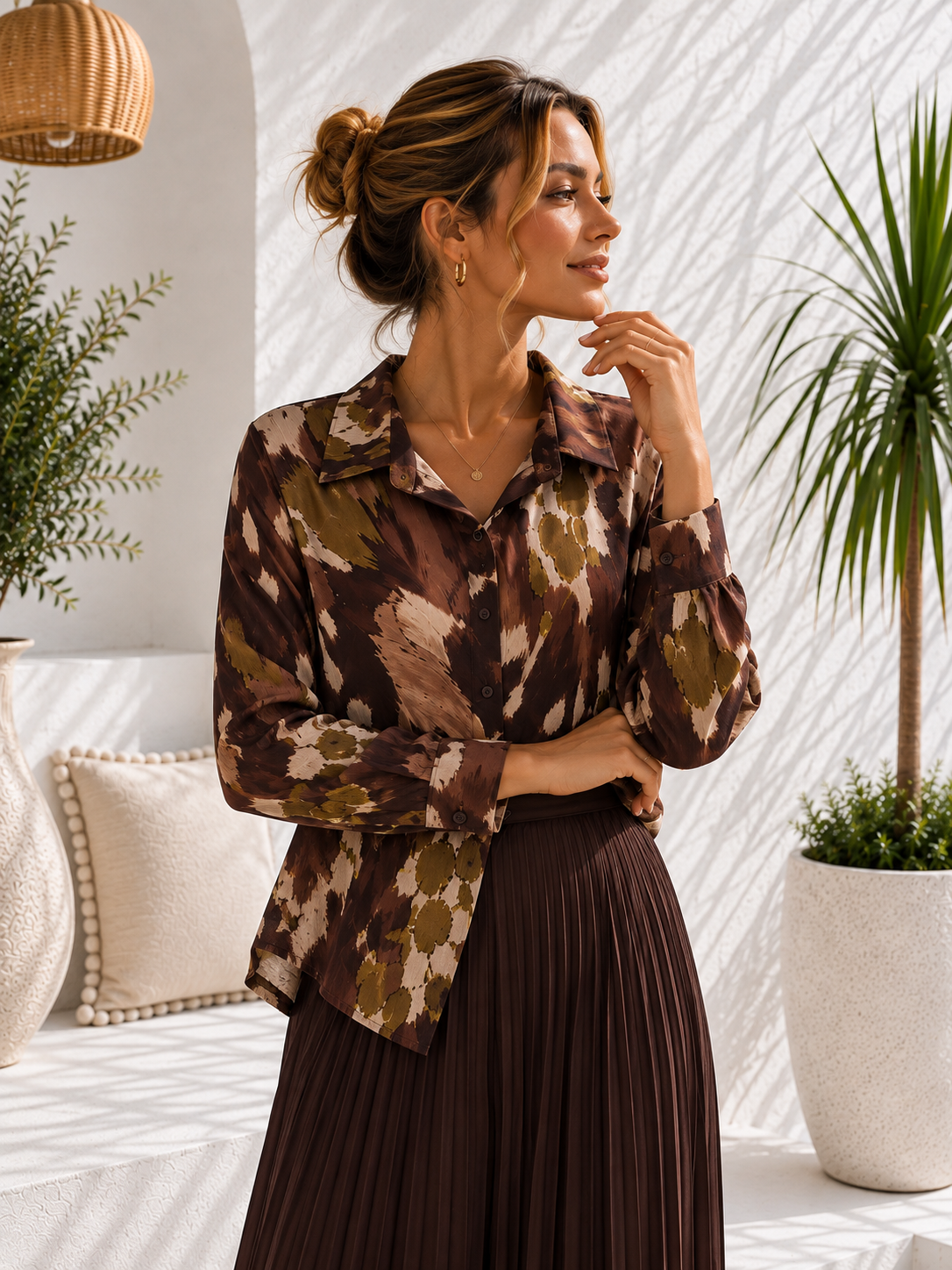 Kofferbluse Bluse Olivia – Edle Kofferbluse mit afro Muster –  Made in Italy Gr 34-42