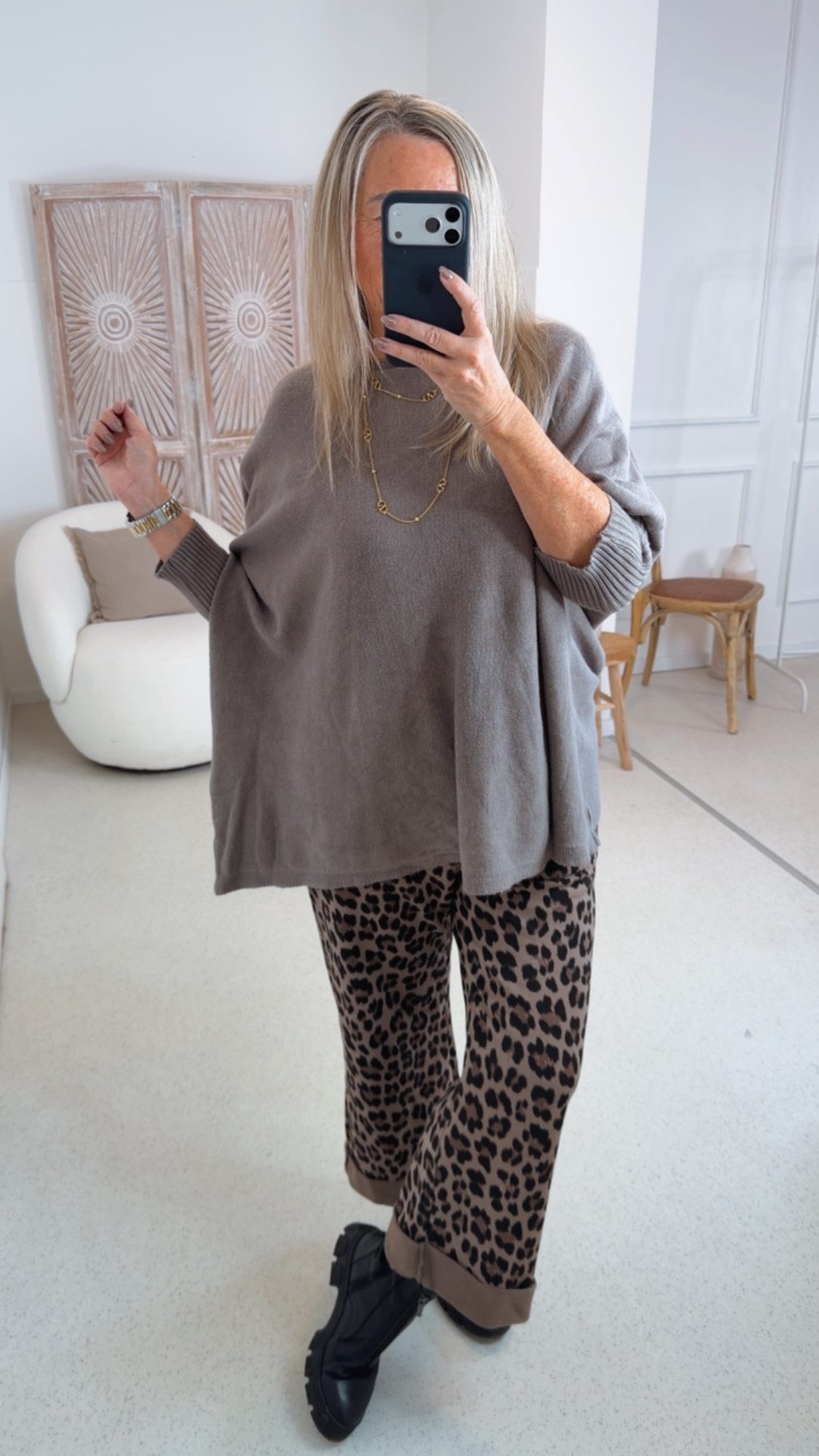 OVERSIZE KNIT SWEATER STRICK PULLOVER LILLE Made in Italy 34 - 48/50