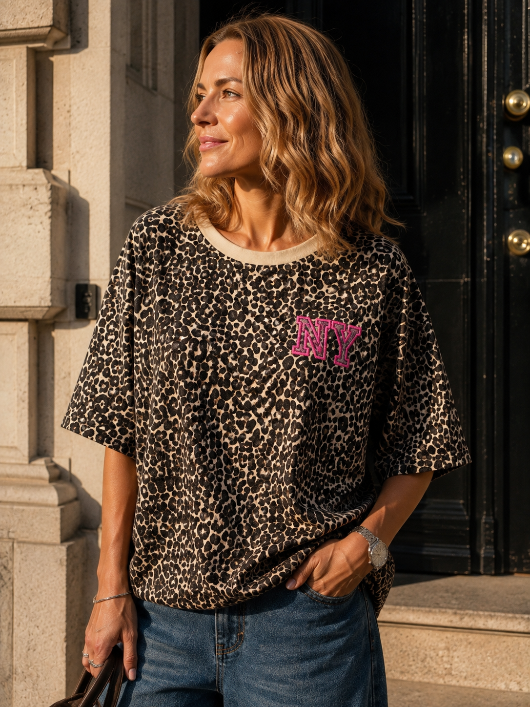 T-Shirt Leo mit Statement-Print I TS0025 I Made in Italy 34-42/44